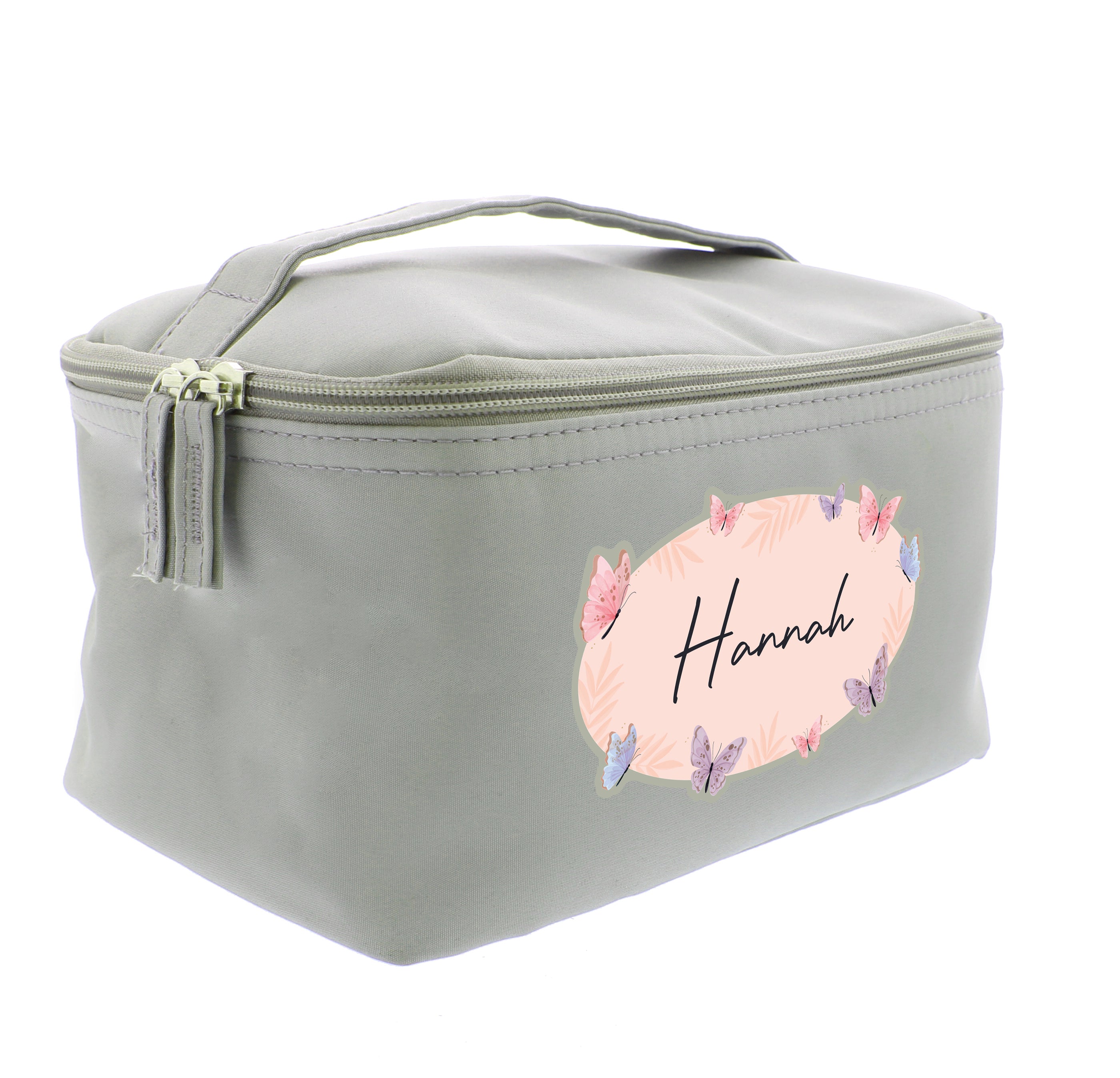 Personalised Butterfly Grey Toiletry Bag
