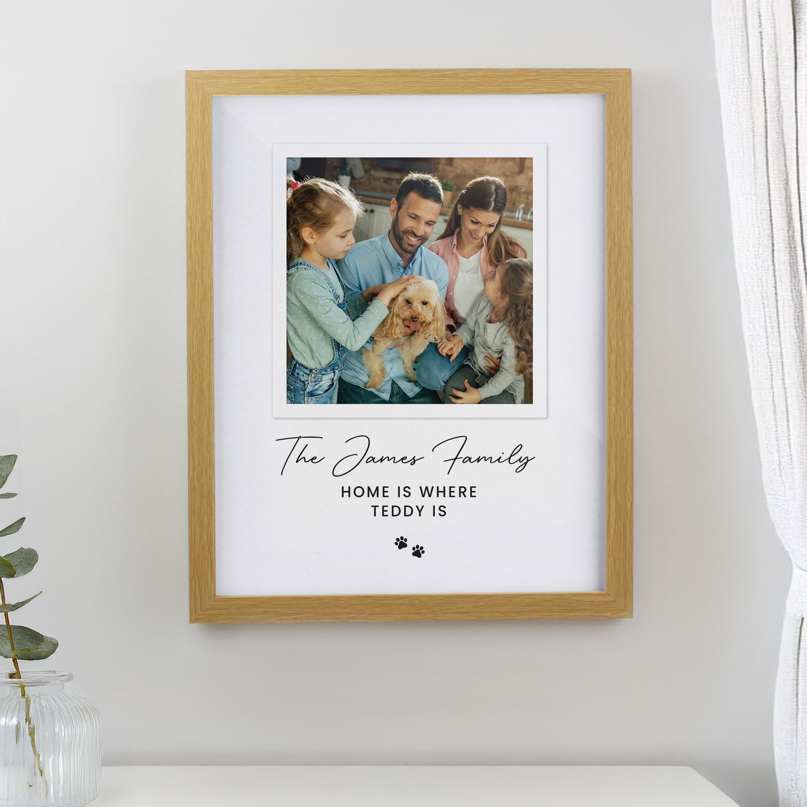 Personalised Pet Photo Upload Oak Framed Print