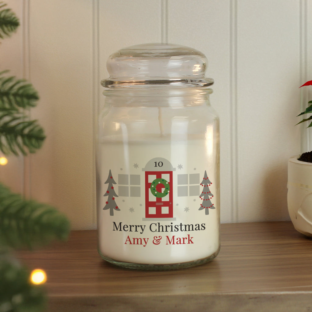 Personalised Home For Christmas Large Candle Jar