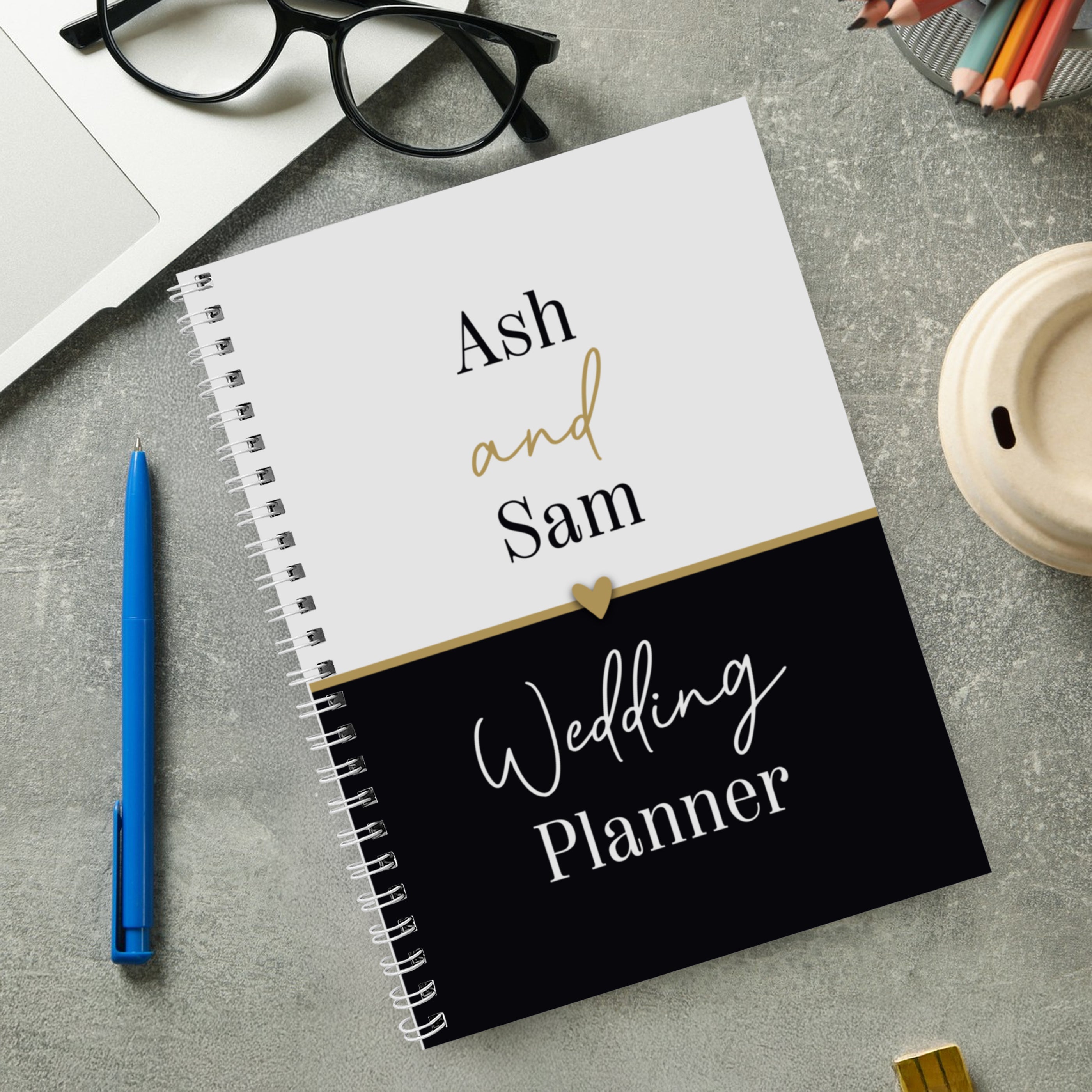 Personalised Black & Gold Inclusive A5 Wedding Planner