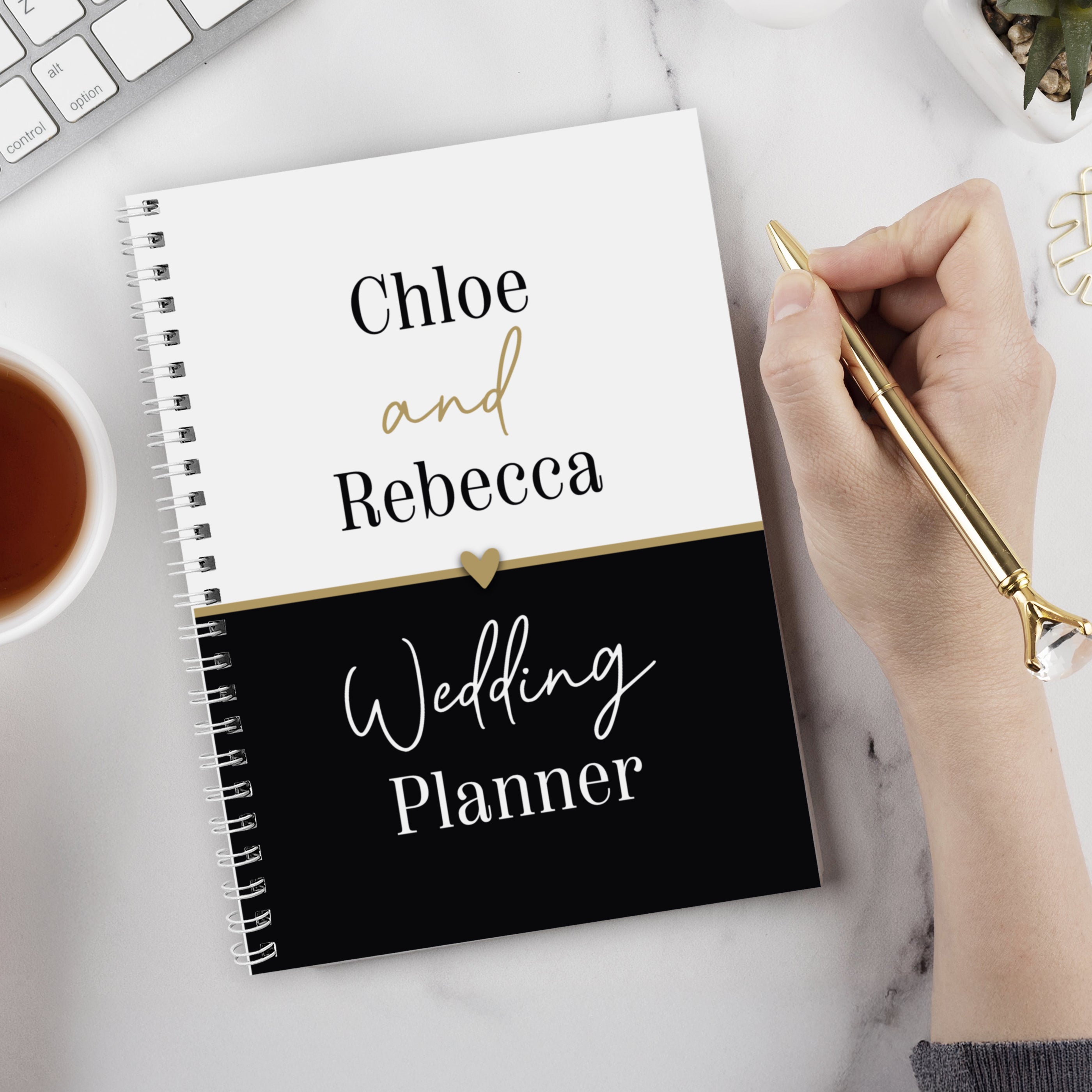 Personalised Black & Gold Inclusive A5 Wedding Planner