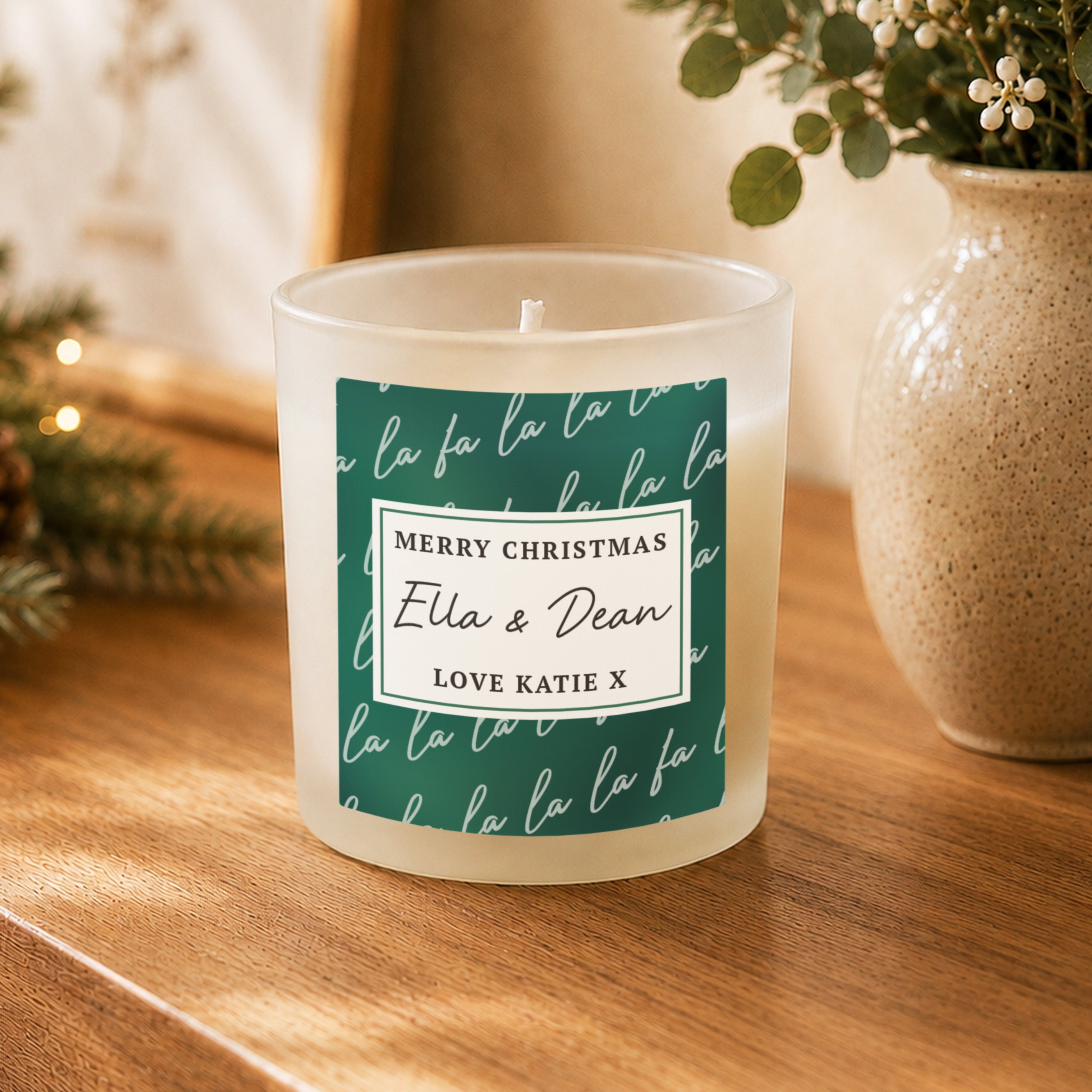 Personalised Fa La La Candle Jar