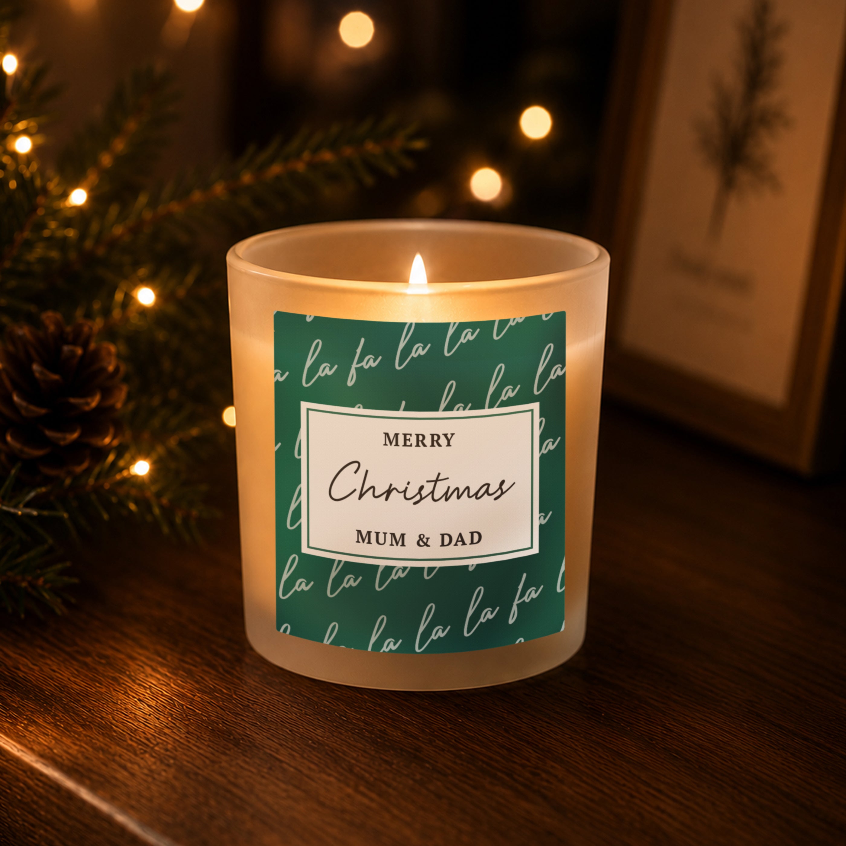 Personalised Fa La La Candle Jar