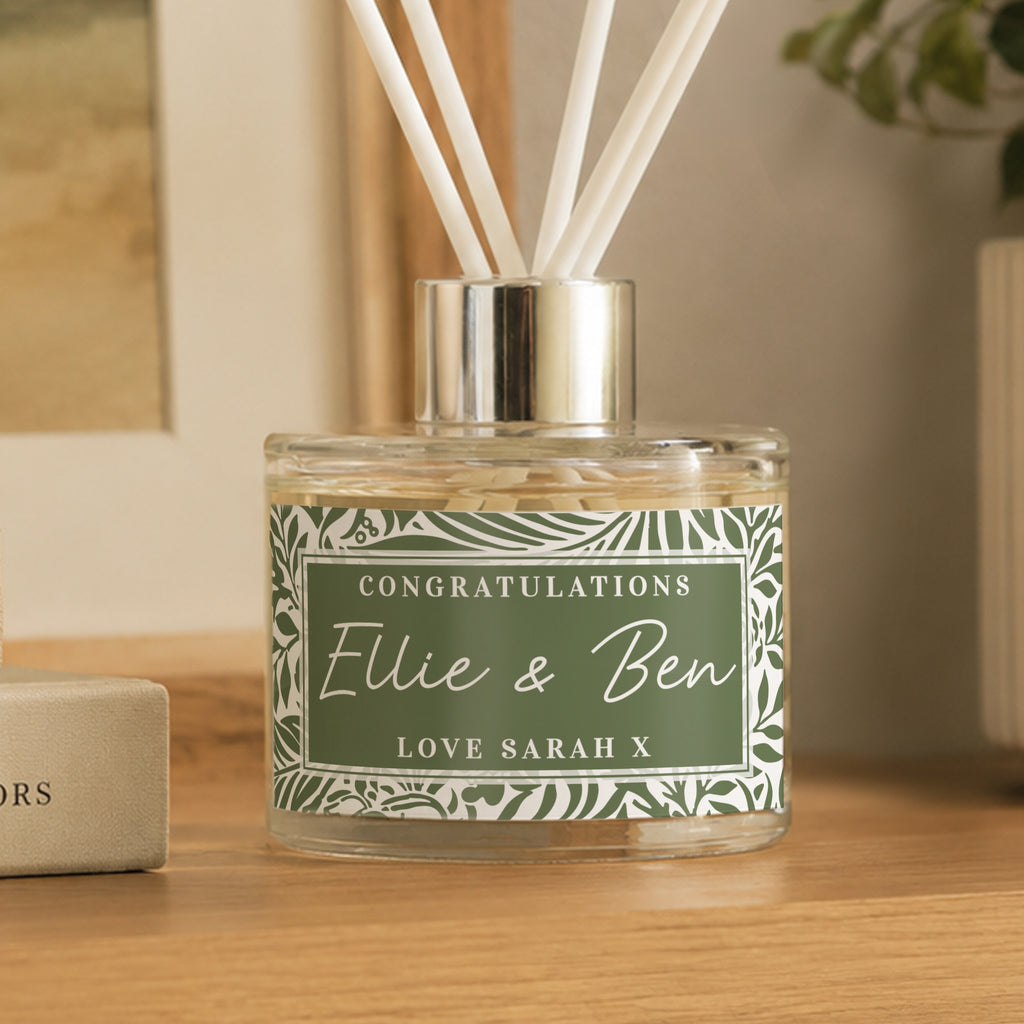 Personalised Green Botanical Reed Diffuser