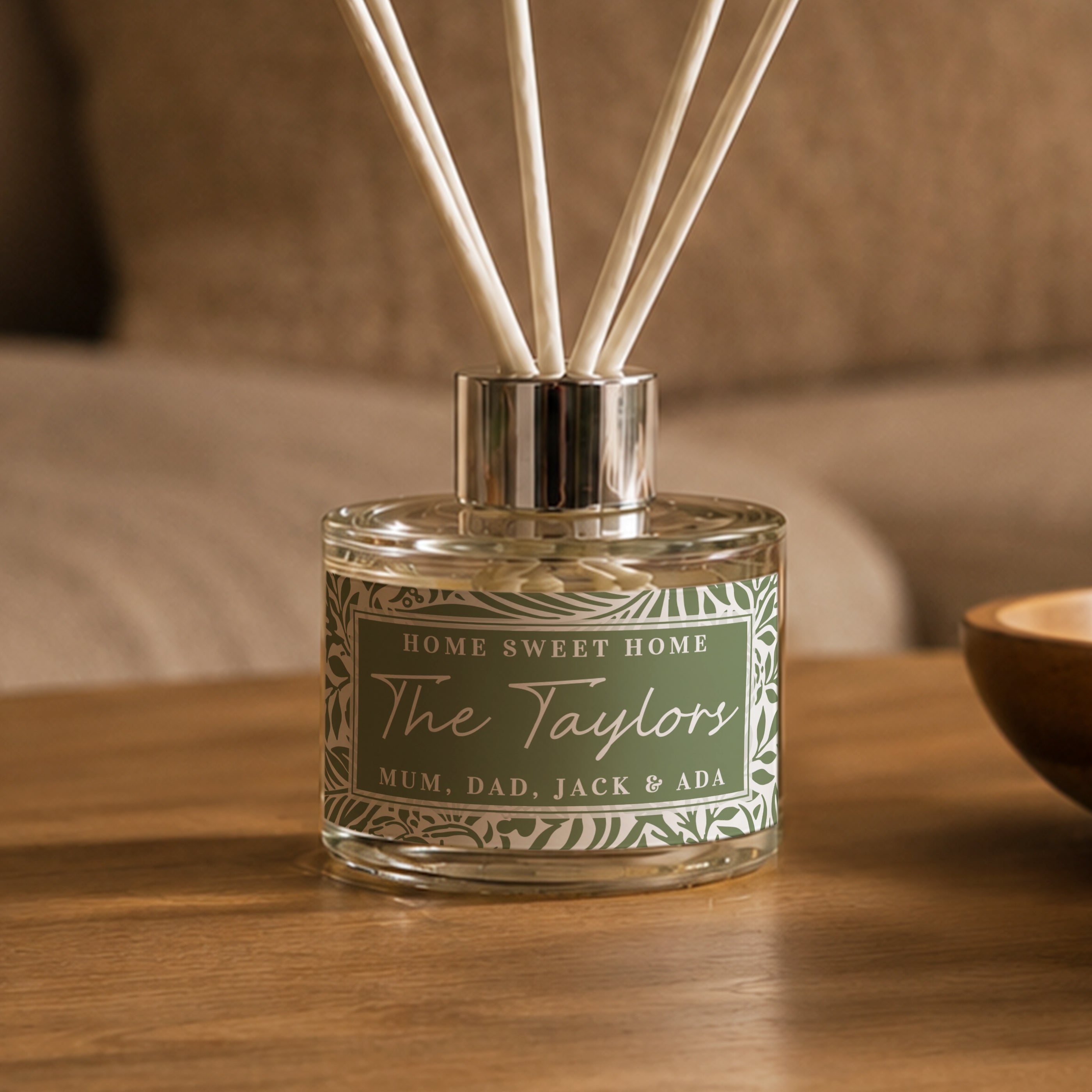 Personalised Green Botanical Reed Diffuser