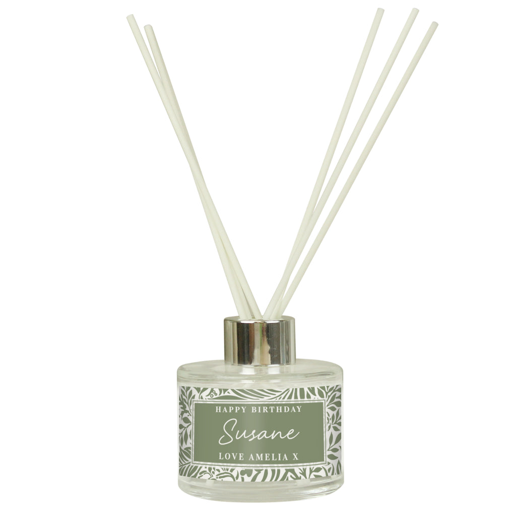 Personalised Green Botanical Reed Diffuser