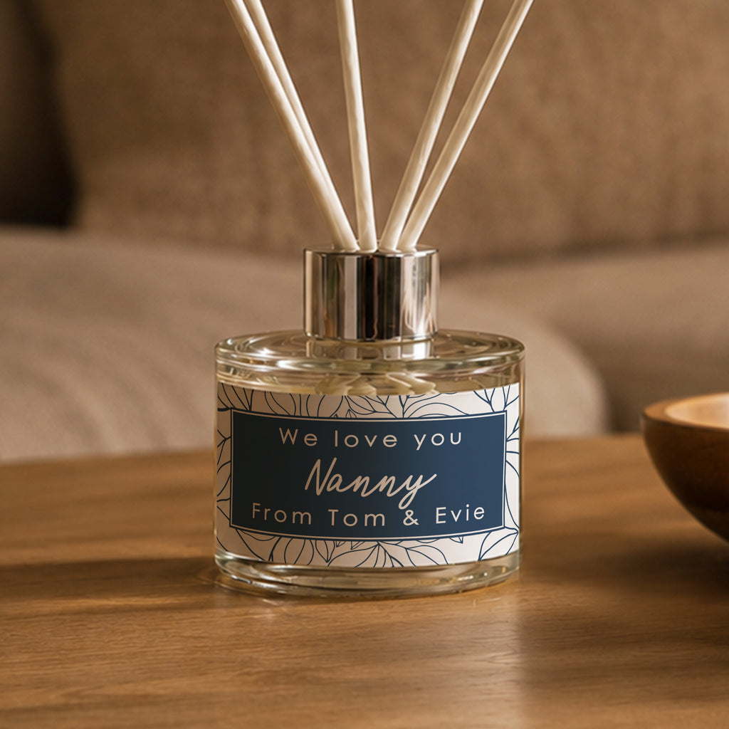 Personalised Blue Botanical Reed Diffuser
