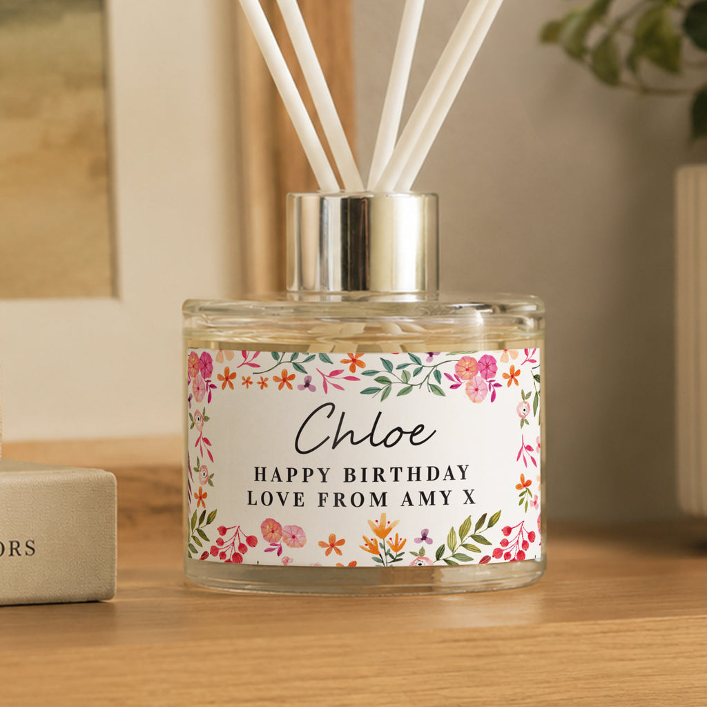Personalised Bright Floral Reed Diffuser