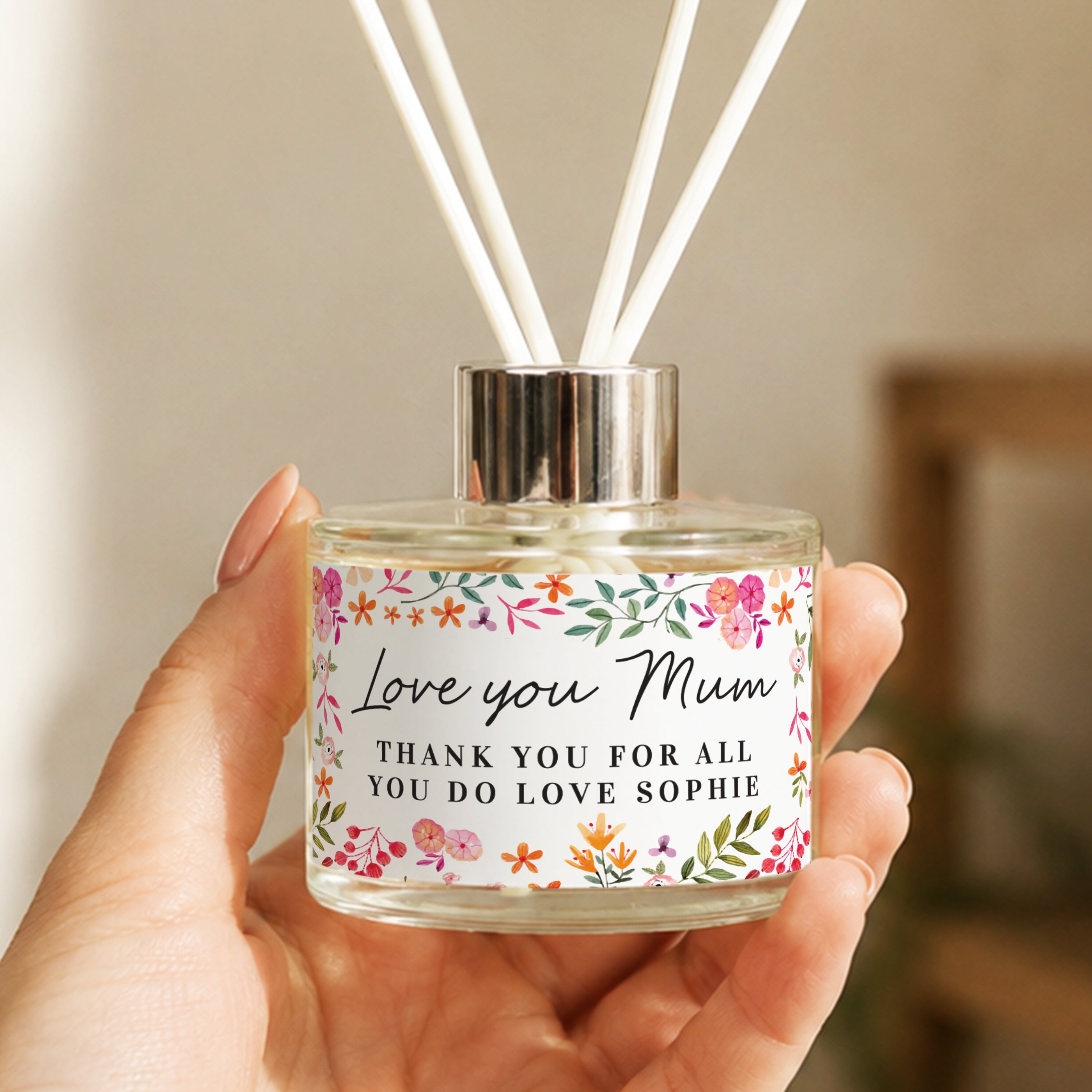 Personalised Bright Floral Reed Diffuser