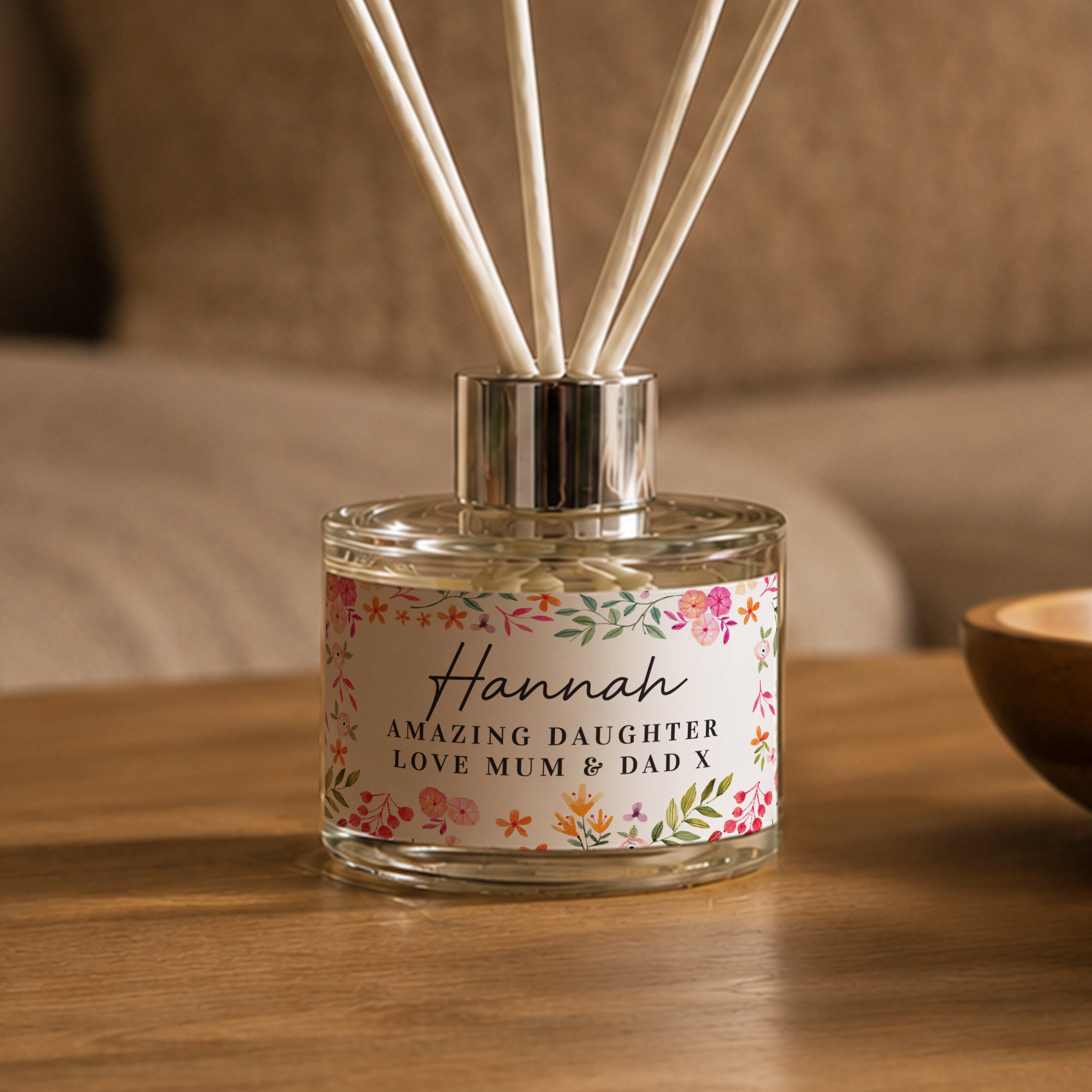 Personalised Bright Floral Reed Diffuser