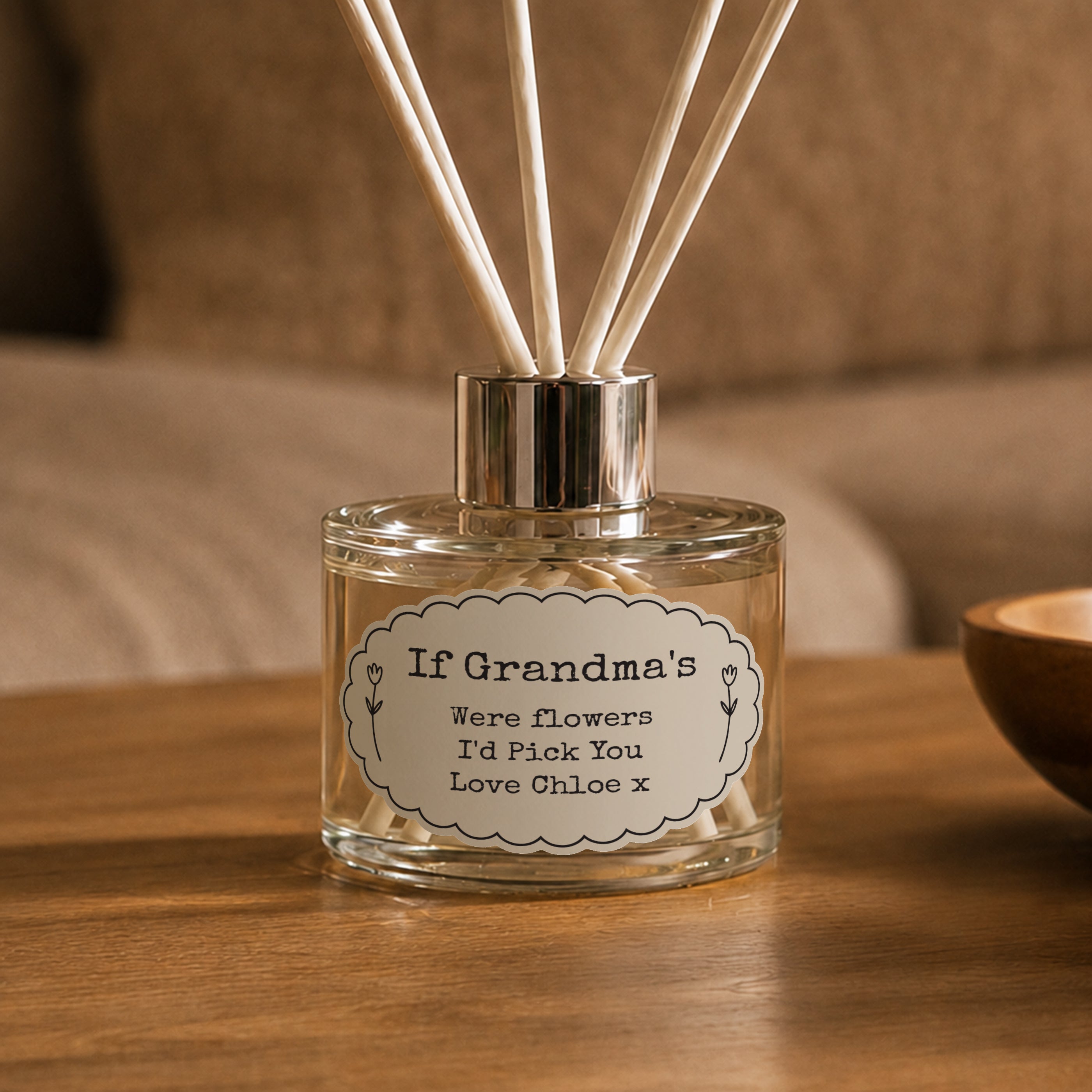 Personalised Oval Scallop Reed Diffuser