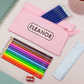 Pink Pencil Case with Personalised Pencils & Colouring Pencils