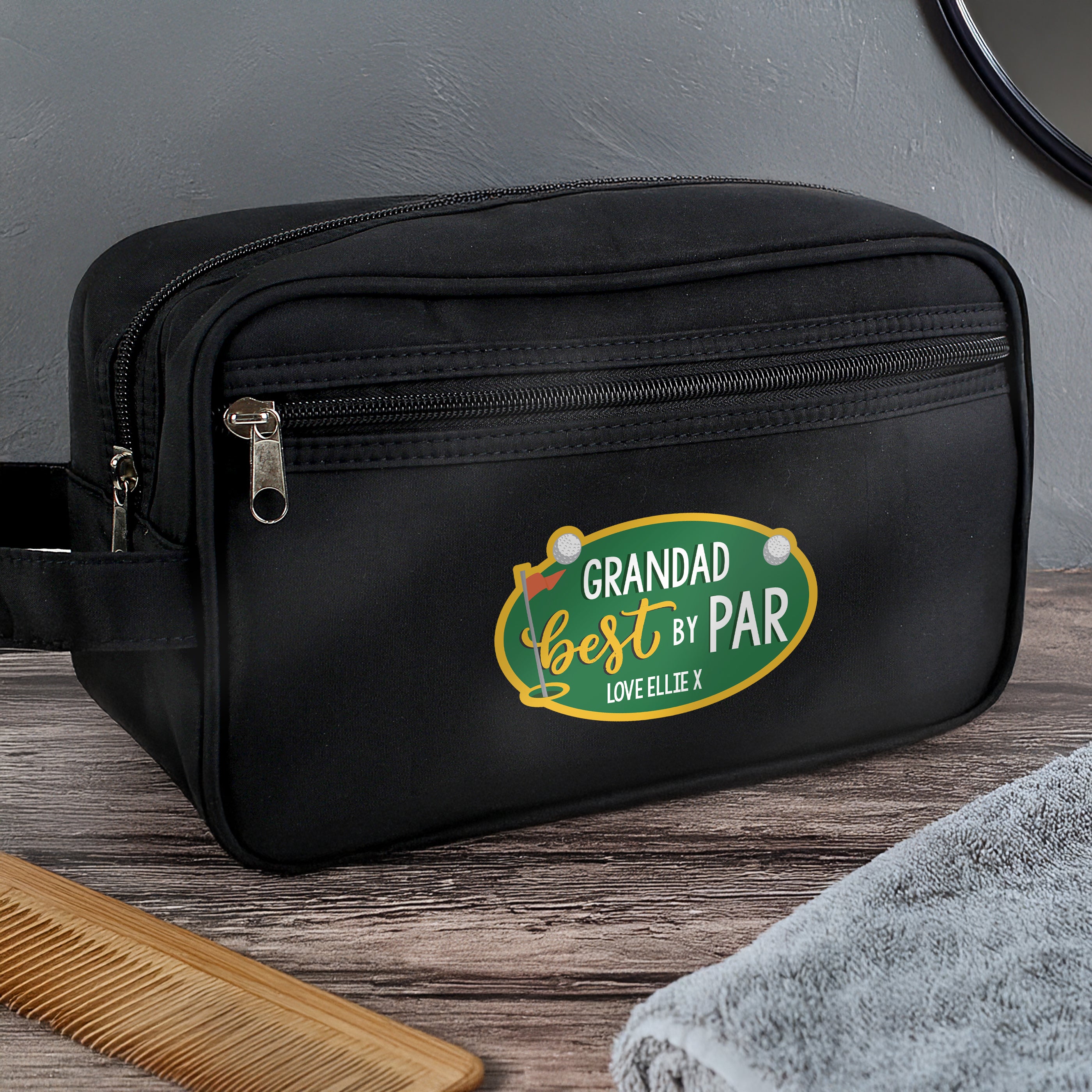 Personalised Best By Par Wash Bag