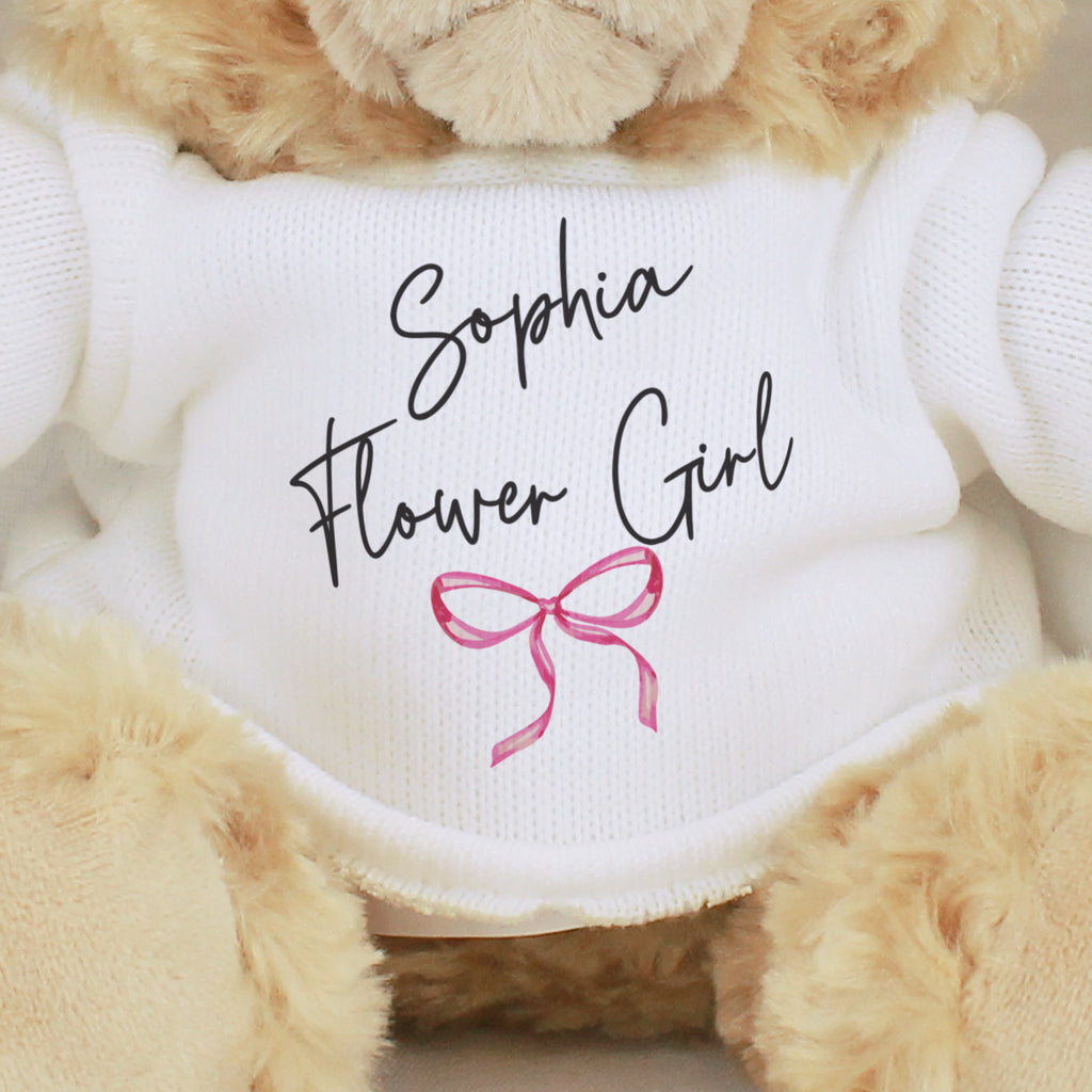 Personalised Bow Flower Girl Bear