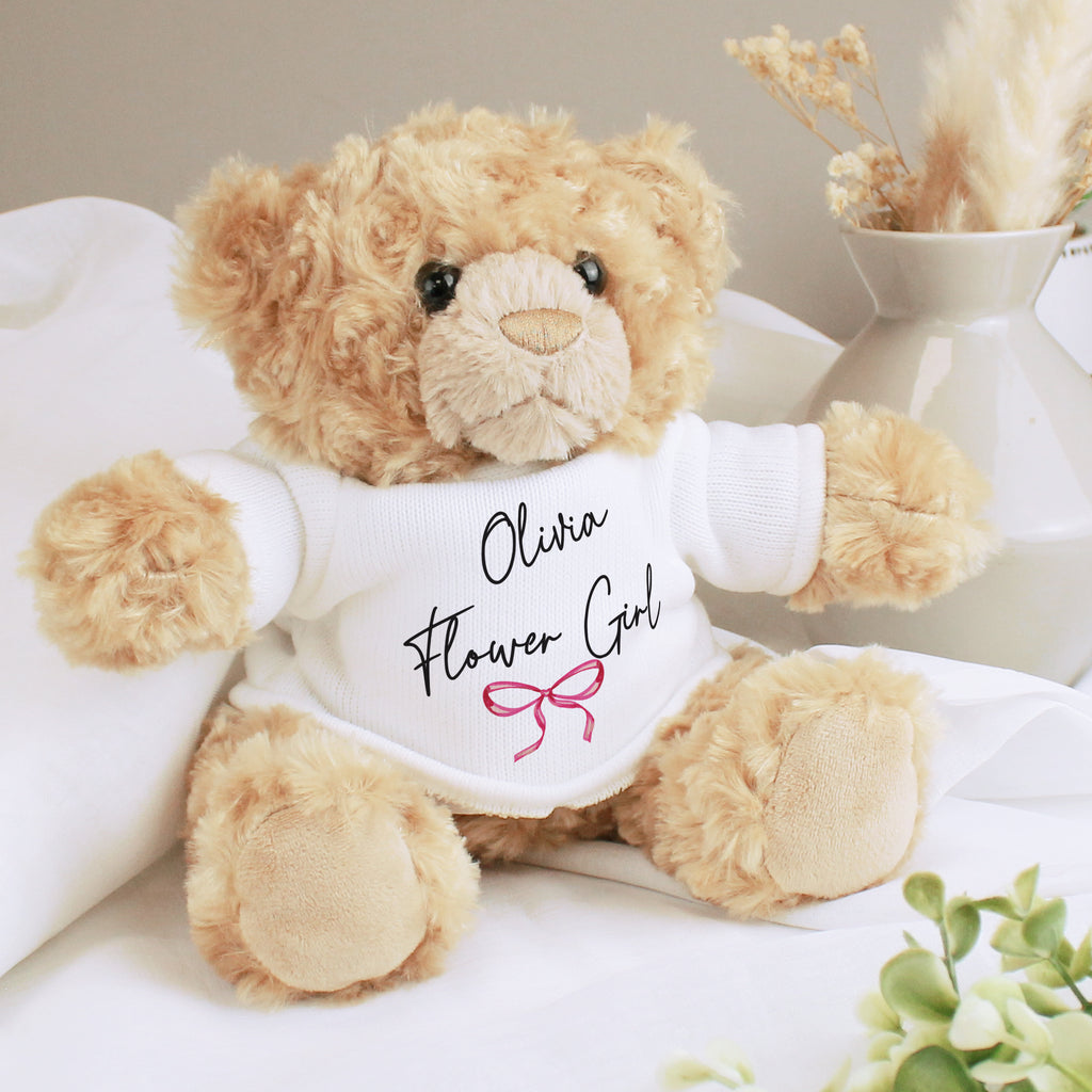 Personalised Bow Flower Girl Bear