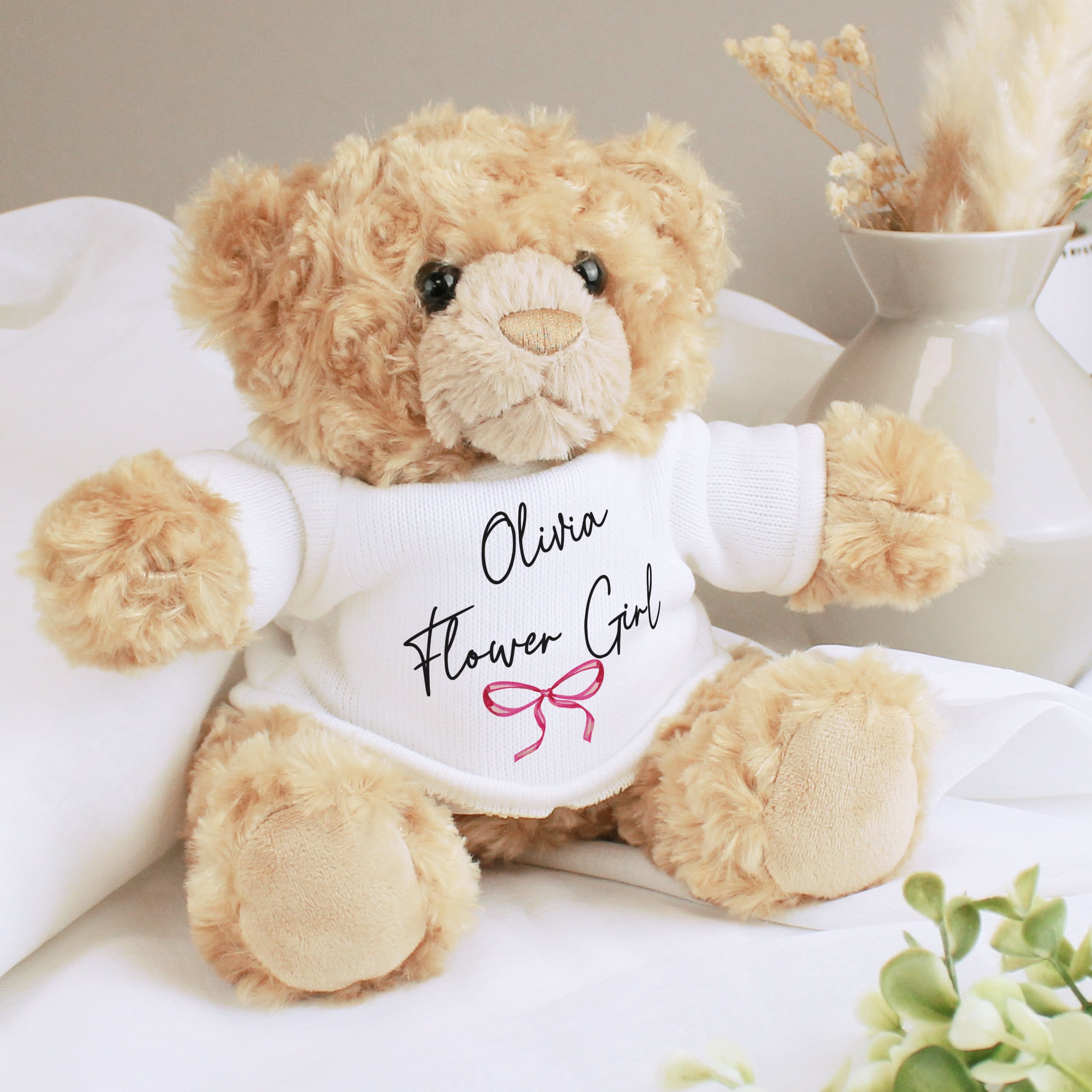 Personalised Bow Flower Girl Bear