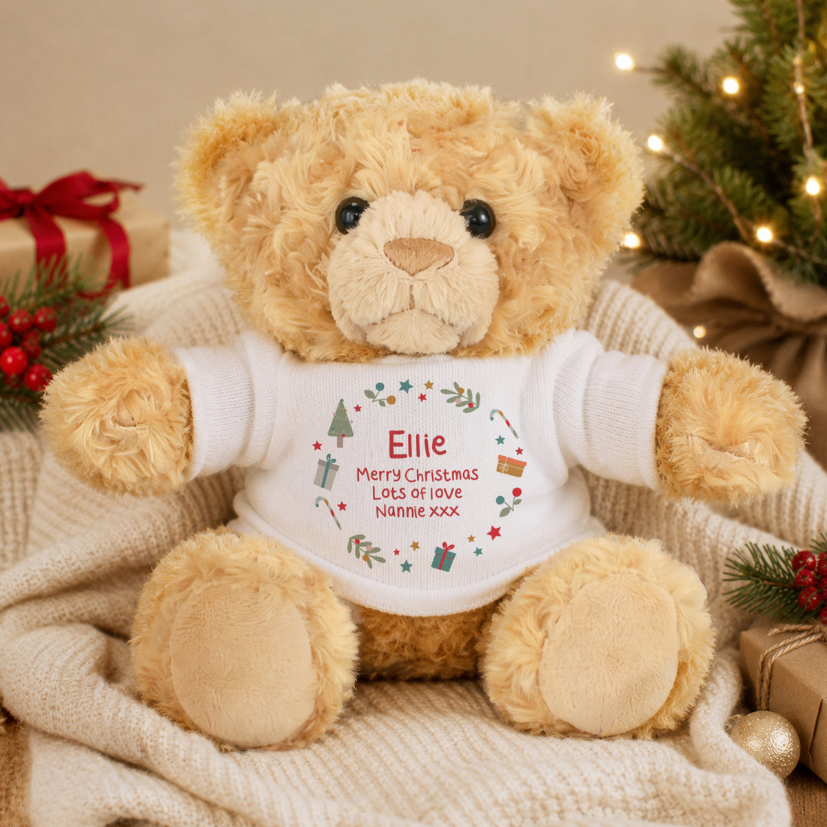 Personalised Christmas Icons Teddy Bear