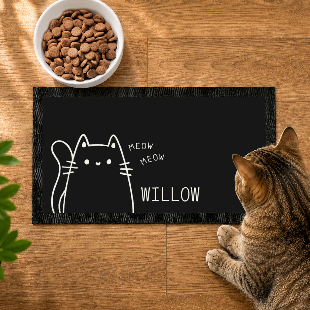 Personalised Cartoon Cat Bowl Mat