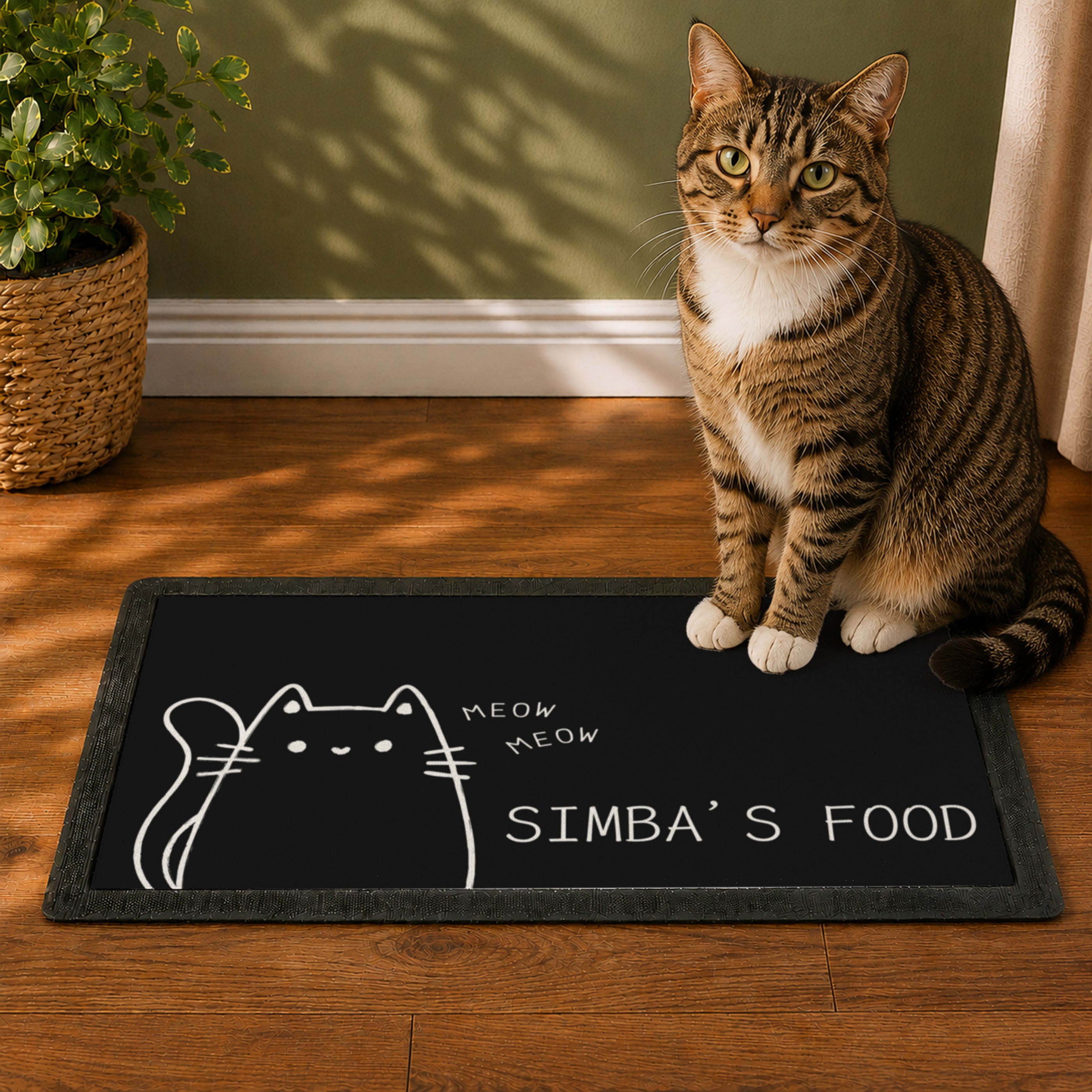 Personalised Cartoon Cat Bowl Mat