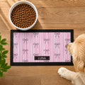 Personalised Pink Bow Pet Bowl Mat