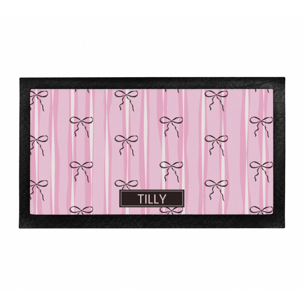 Personalised Pink Bow Pet Bowl Mat