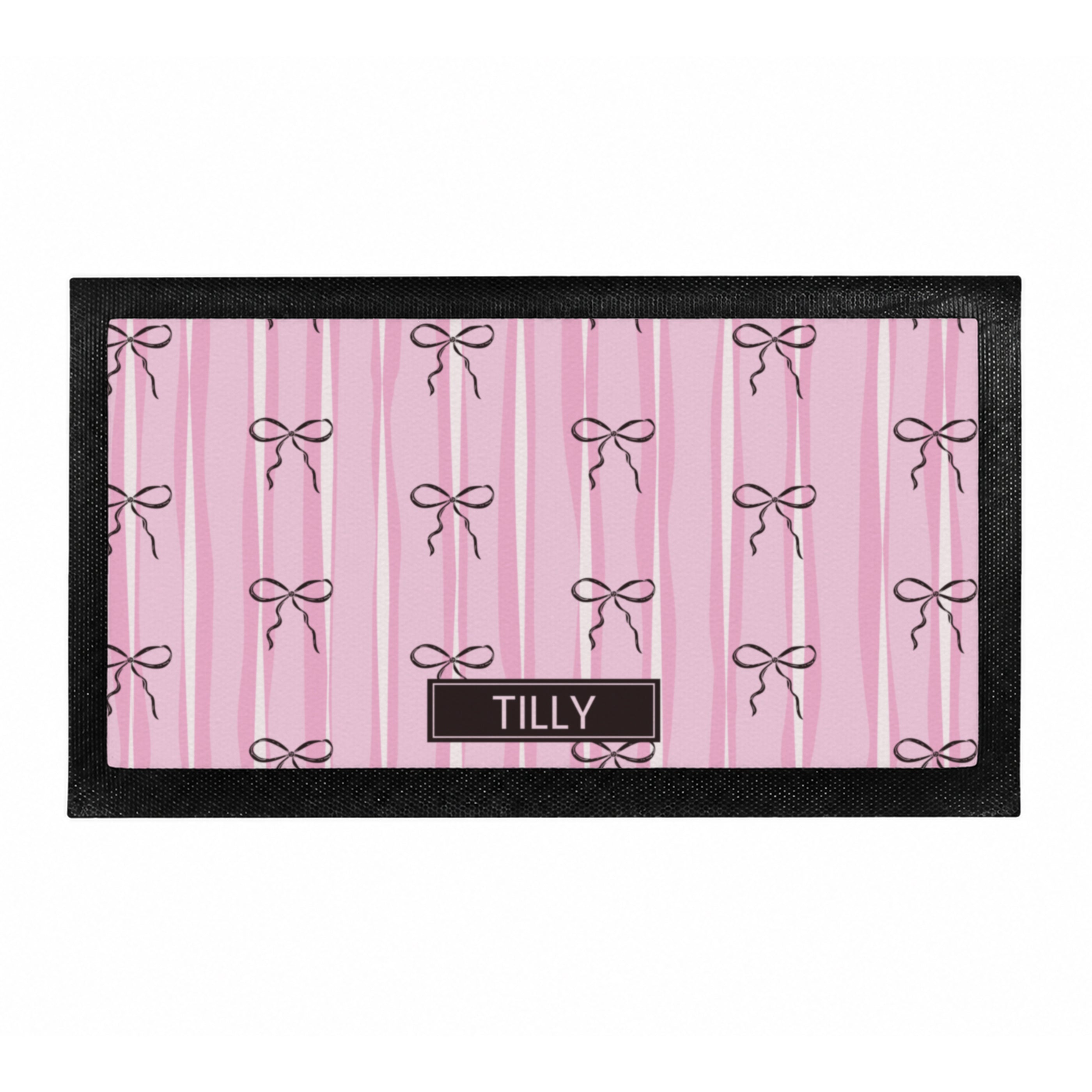 Personalised Pink Bow Pet Bowl Mat