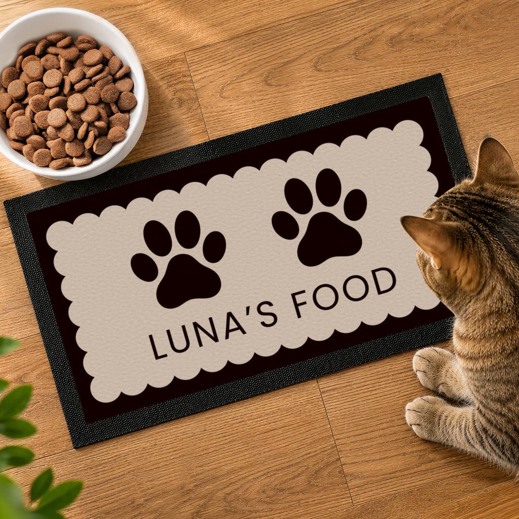 Personalised Paw Prints Pet Bowl Mat