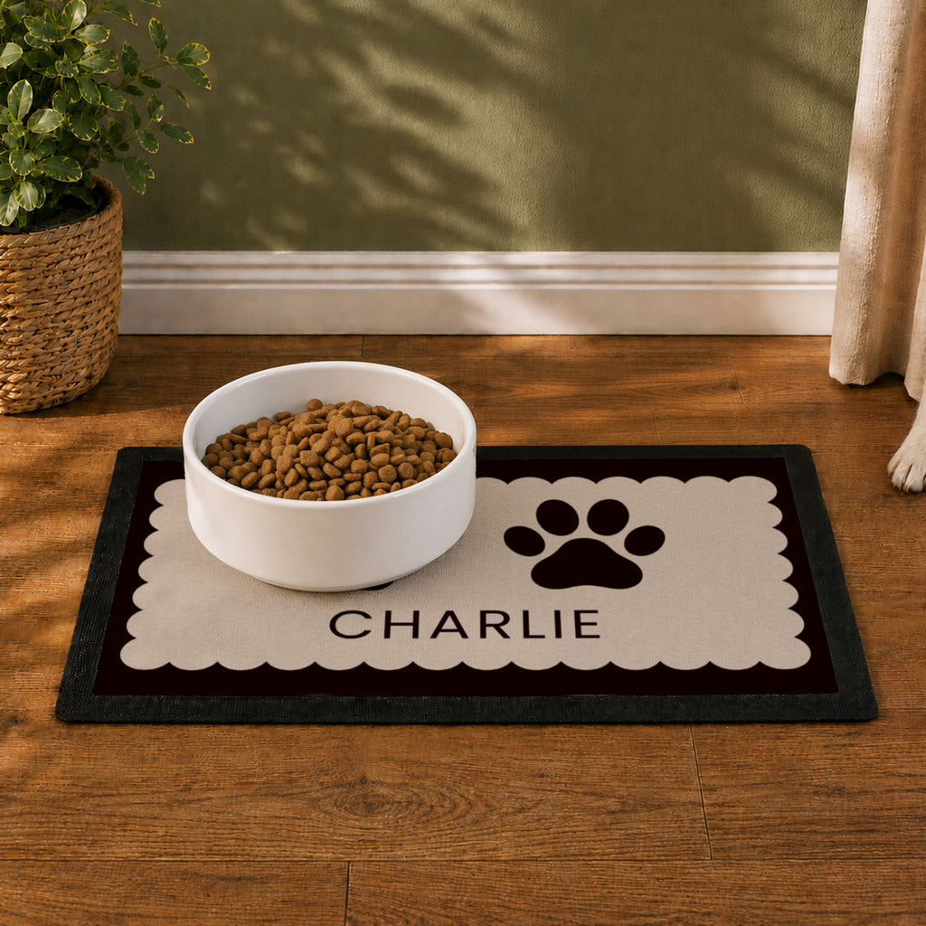 Personalised Paw Prints Pet Bowl Mat