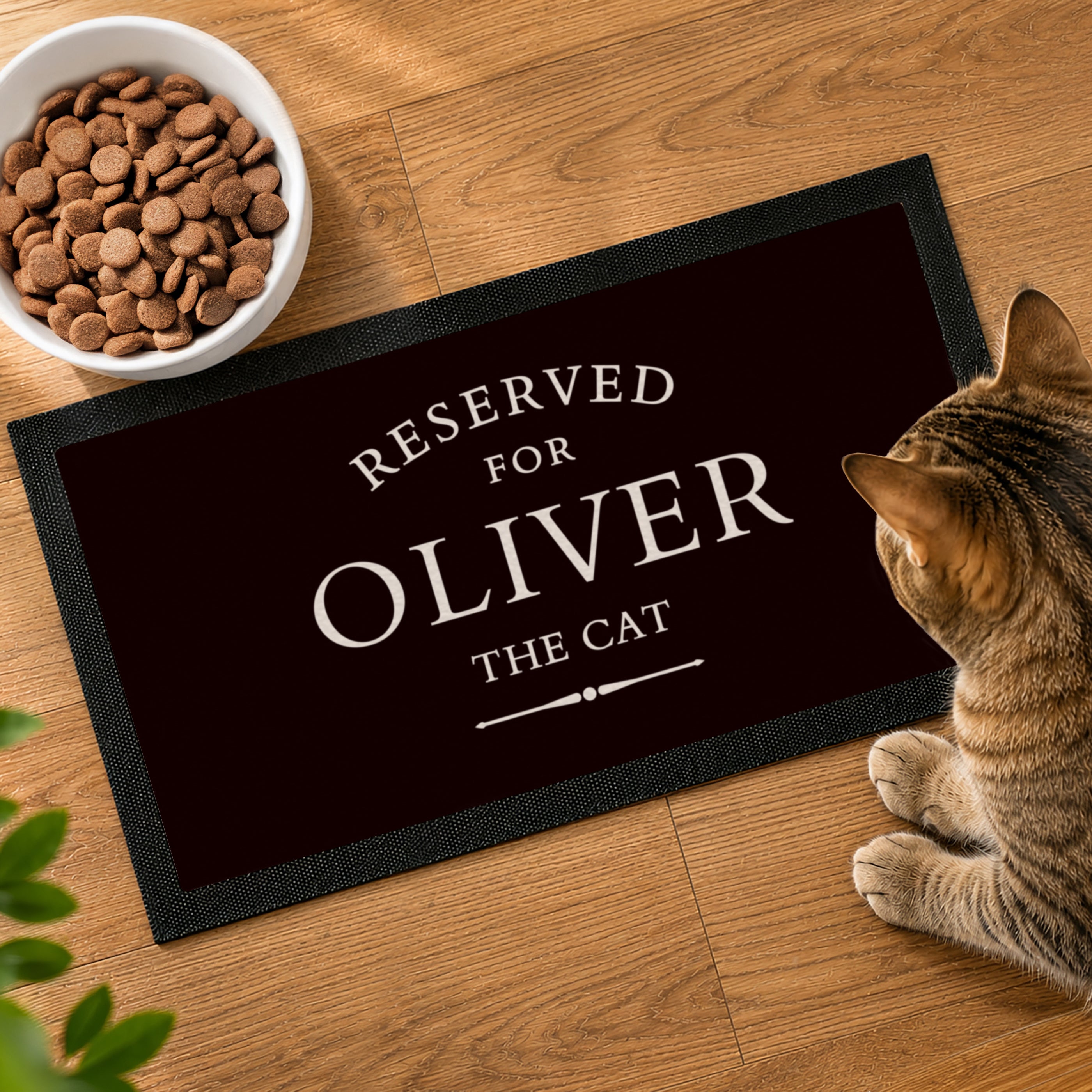Personalised Reserved For Pet Bowl Mat