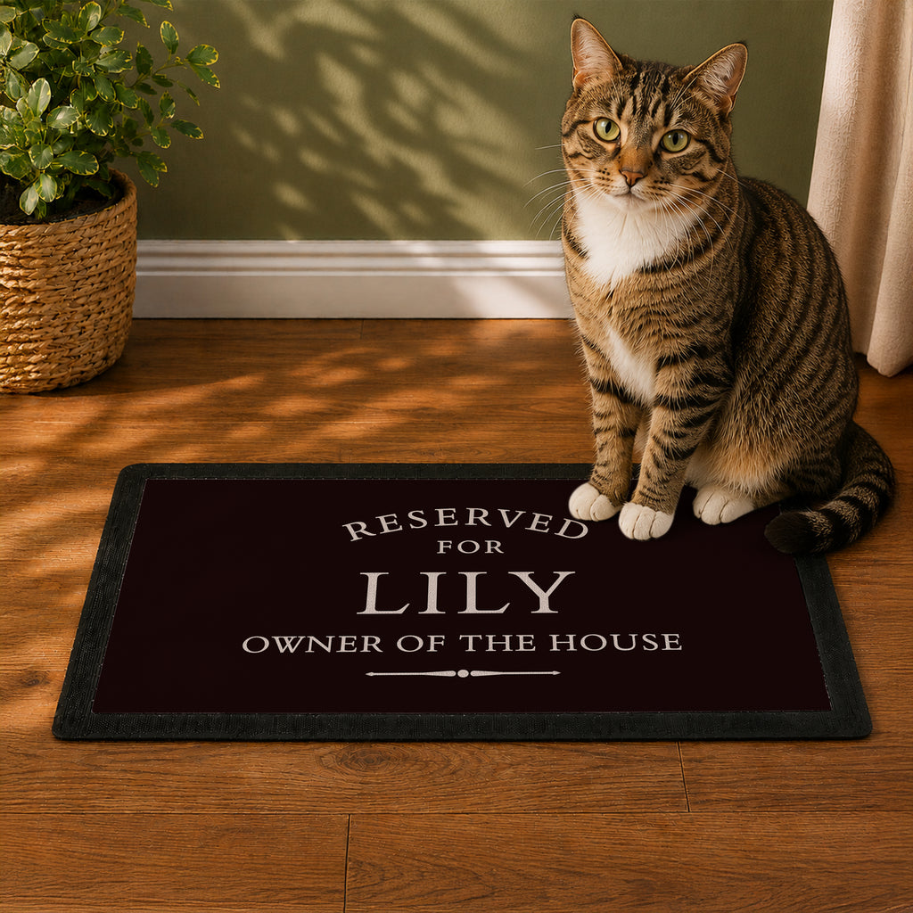 Personalised Reserved For Pet Bowl Mat