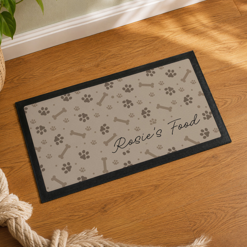 Personalised Brown Dog Icons Pet Bowl Mat