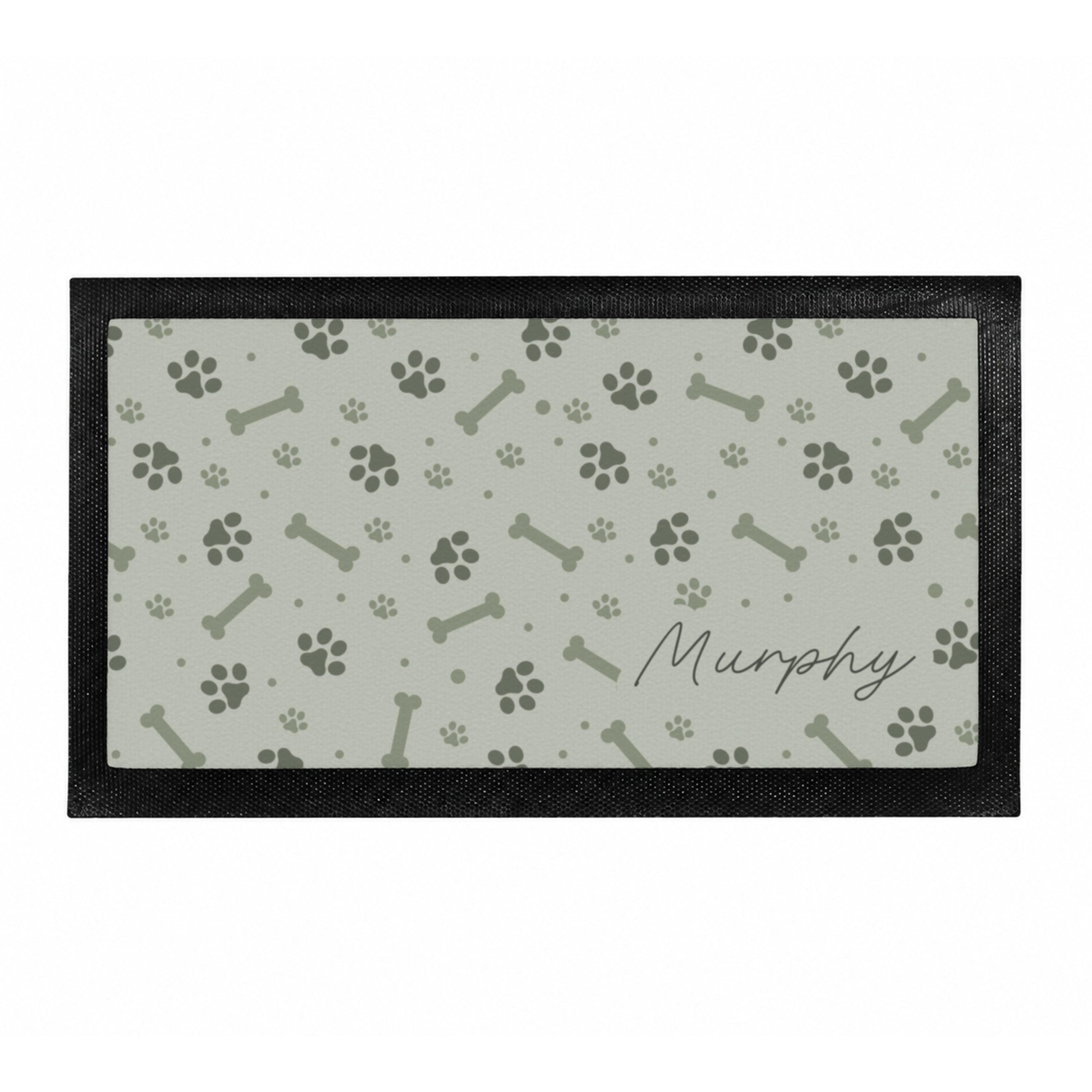 Personalised Grey Dog Icons Pet Bowl Mat