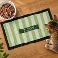 Personalised Green Stripe Pet Bowl Mat