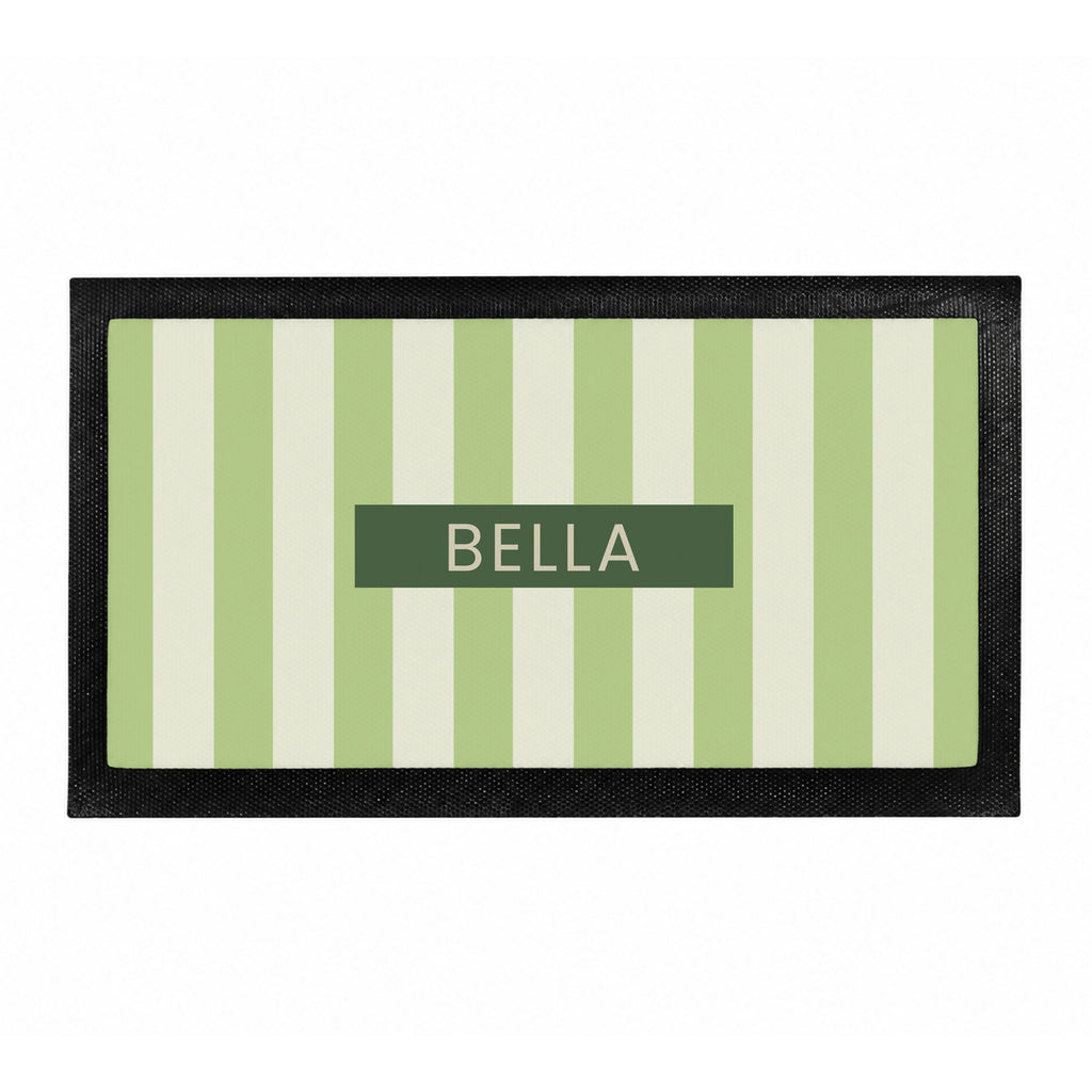 Personalised Green Stripe Pet Bowl Mat