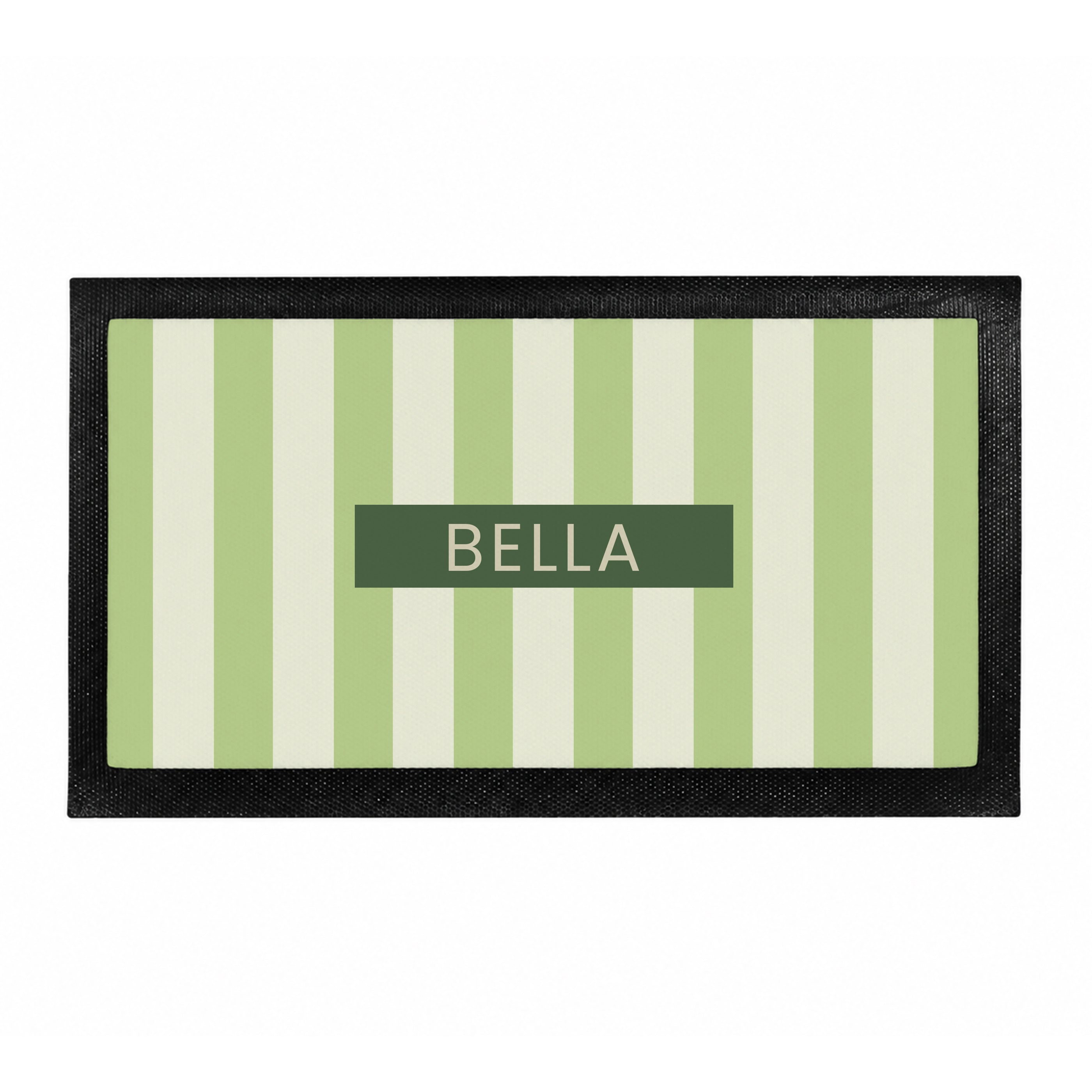 Personalised Green Stripe Pet Bowl Mat