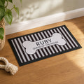 Personalised Black Stripe Pet Bowl Mat
