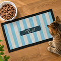 Personalised Blue Stripe Pet Bowl Mat
