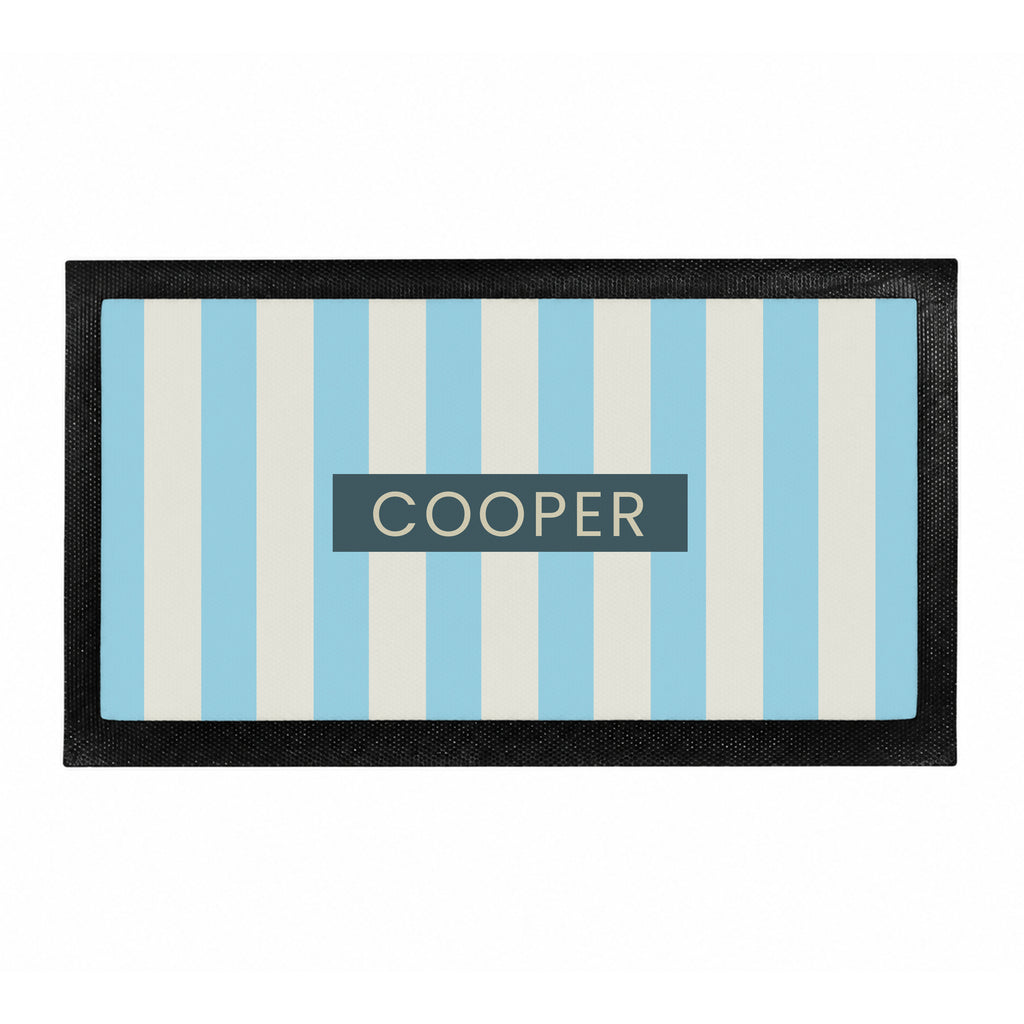Personalised Blue Stripe Pet Bowl Mat