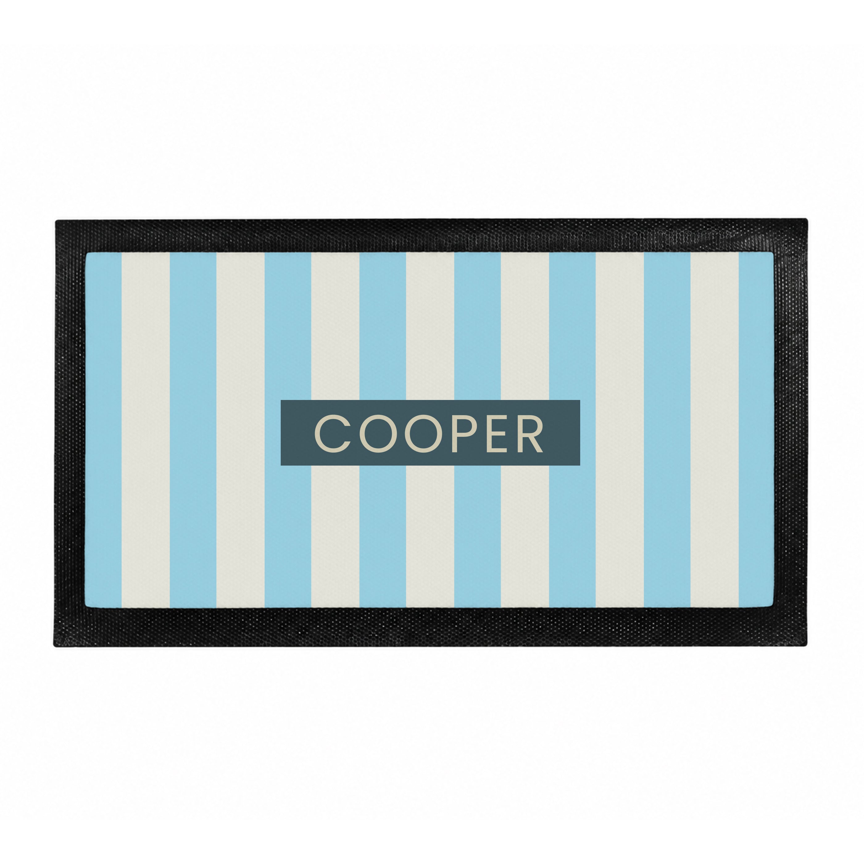 Personalised Blue Stripe Pet Bowl Mat