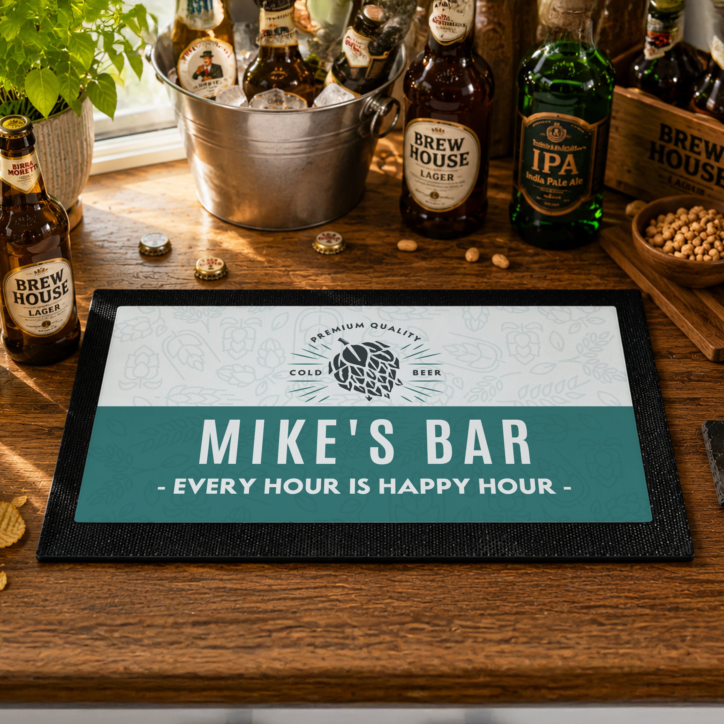 Personalised Craft Beer Bar Mat