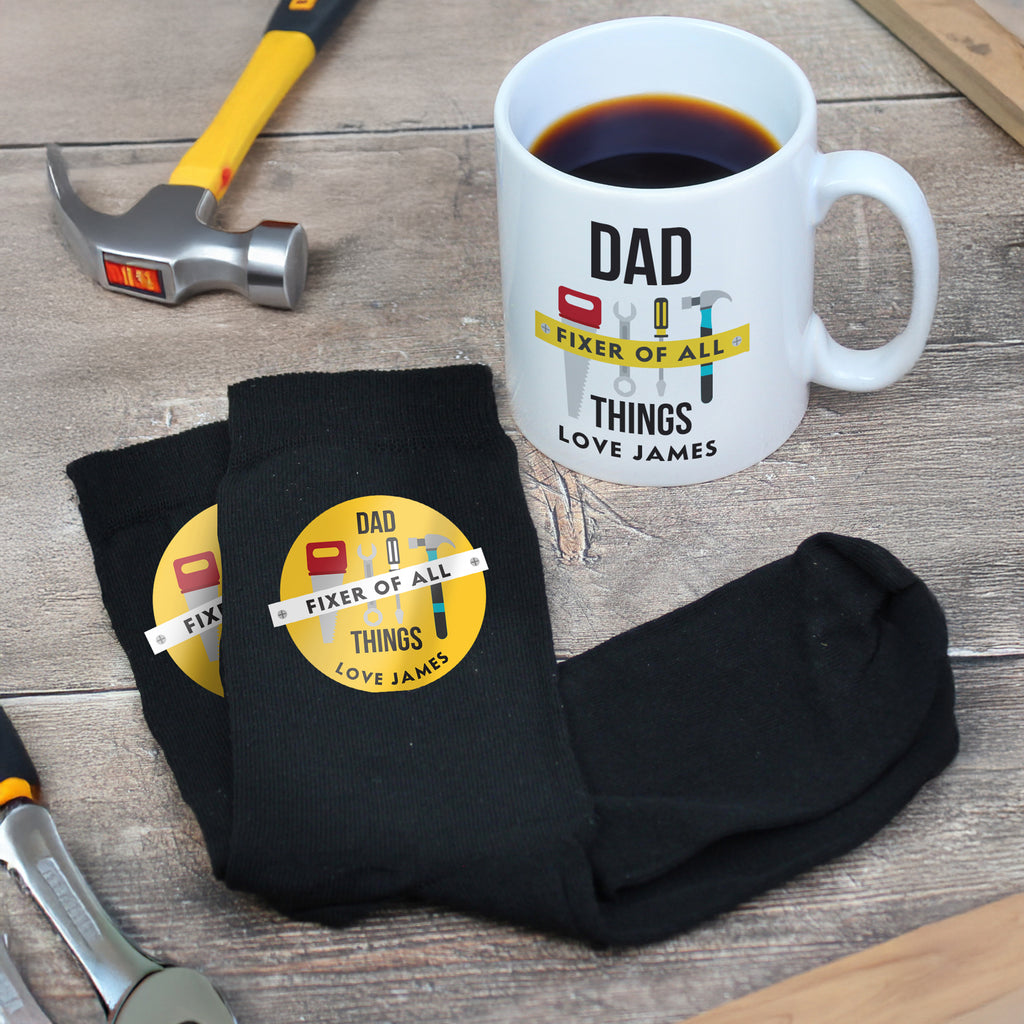 Personalised Fixer of All Things Mug & Socks Set