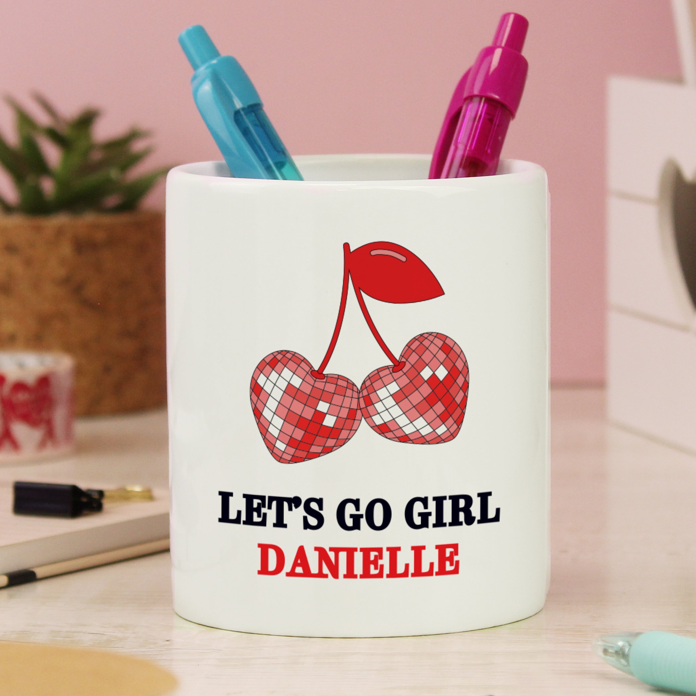 Personalised Cherry Make Up Brush Holder