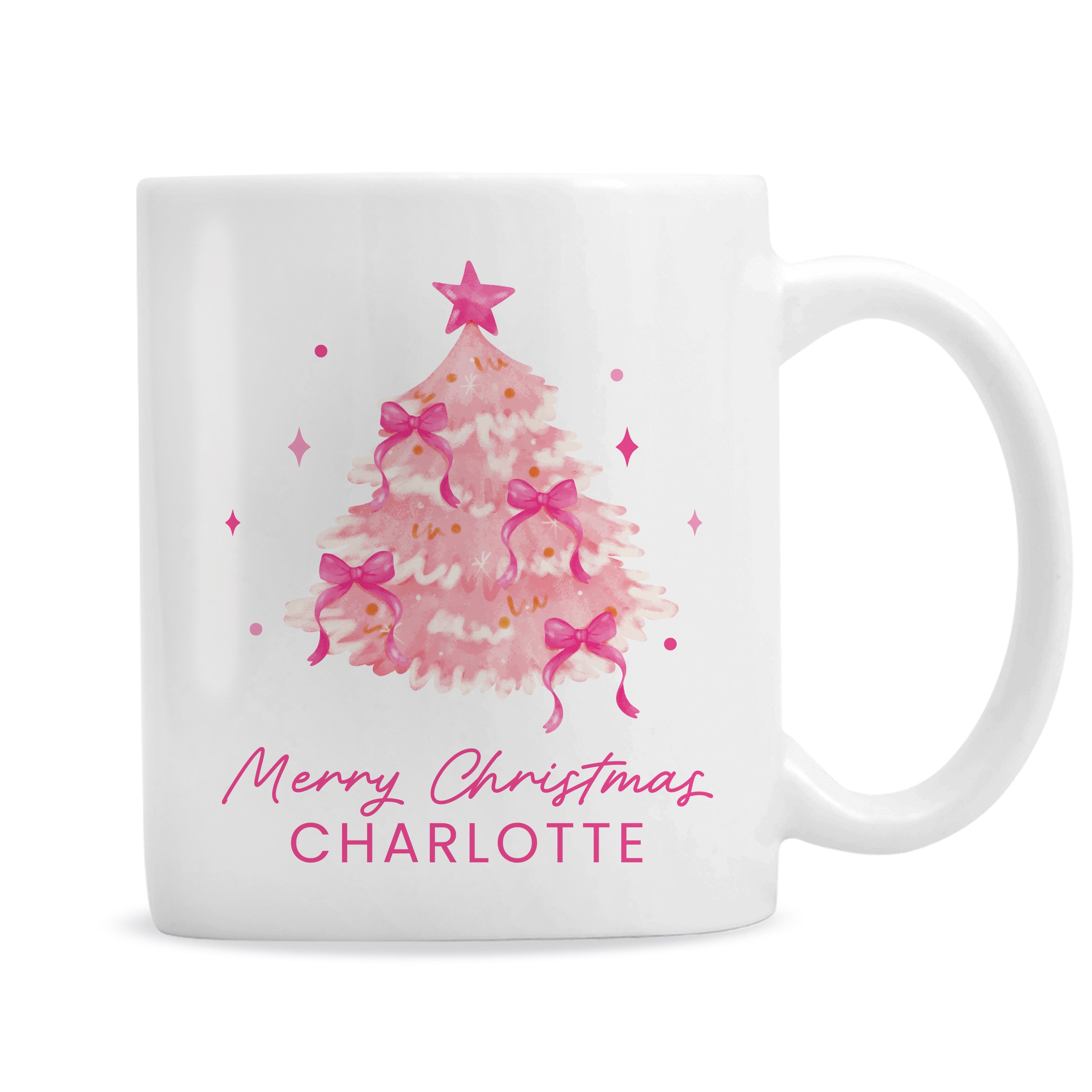 Personalised Pink Christmas Tree Mug