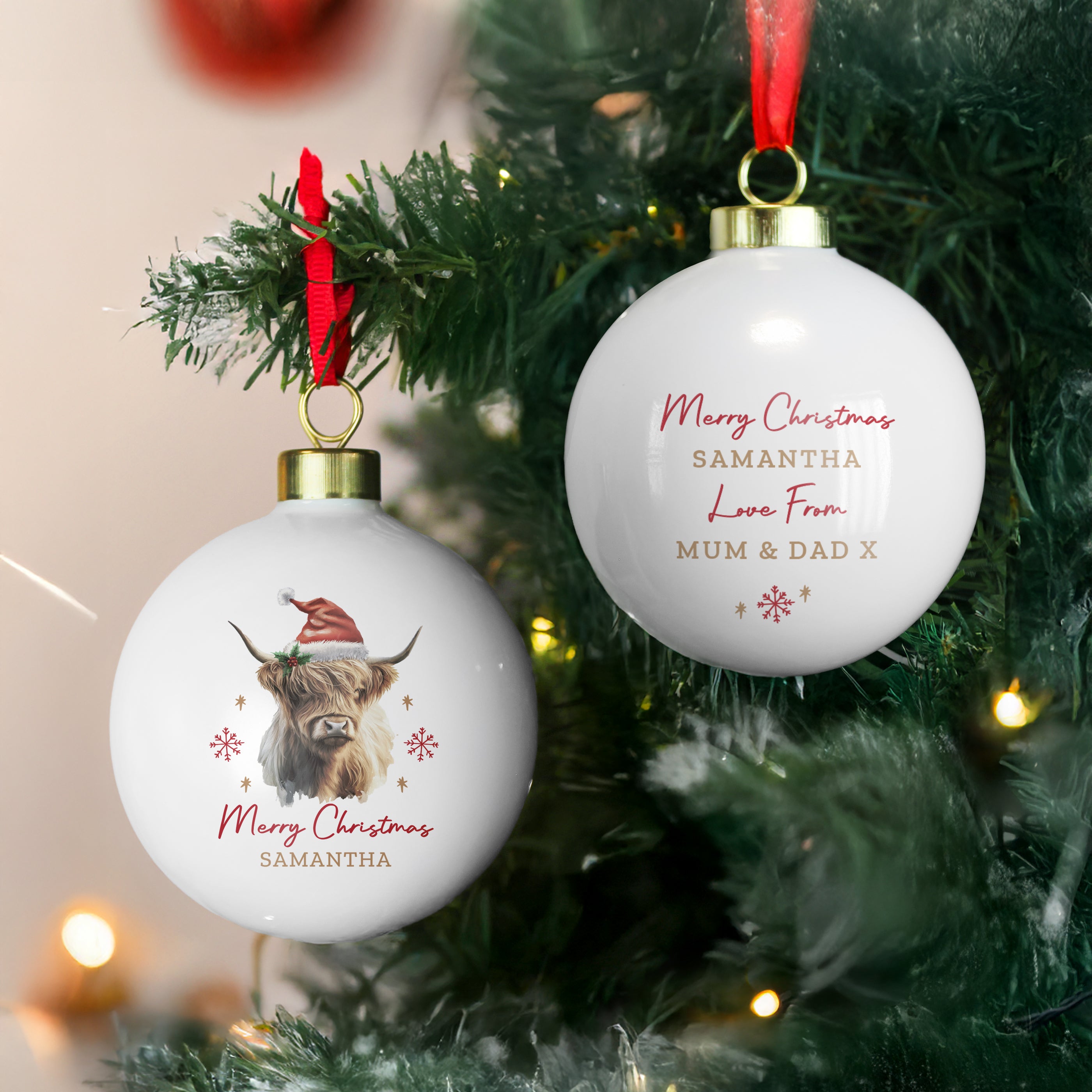 Personalised Highland Cow Christmas Bauble