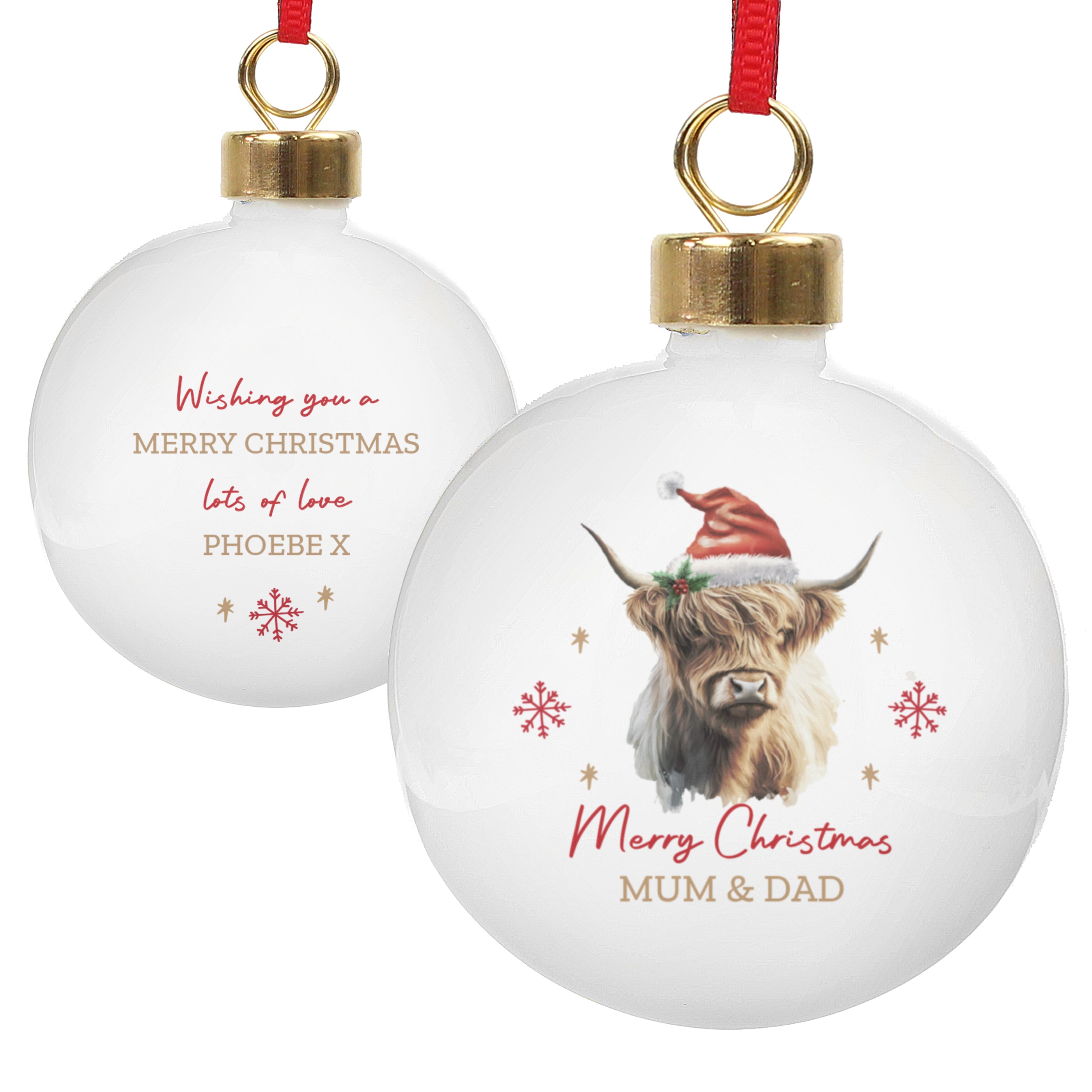 Personalised Highland Cow Christmas Bauble