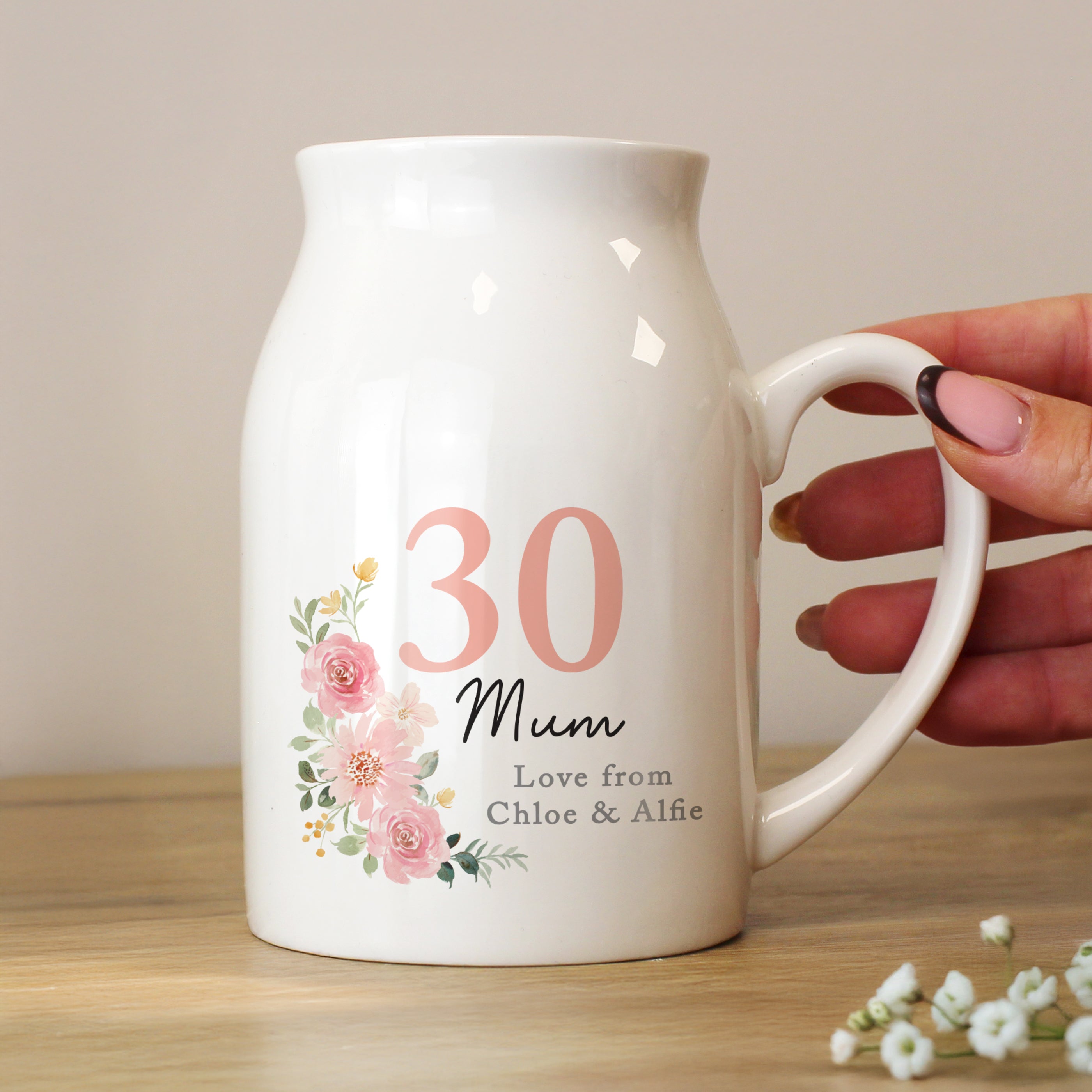 Personalised Floral Birthday Jug Vase