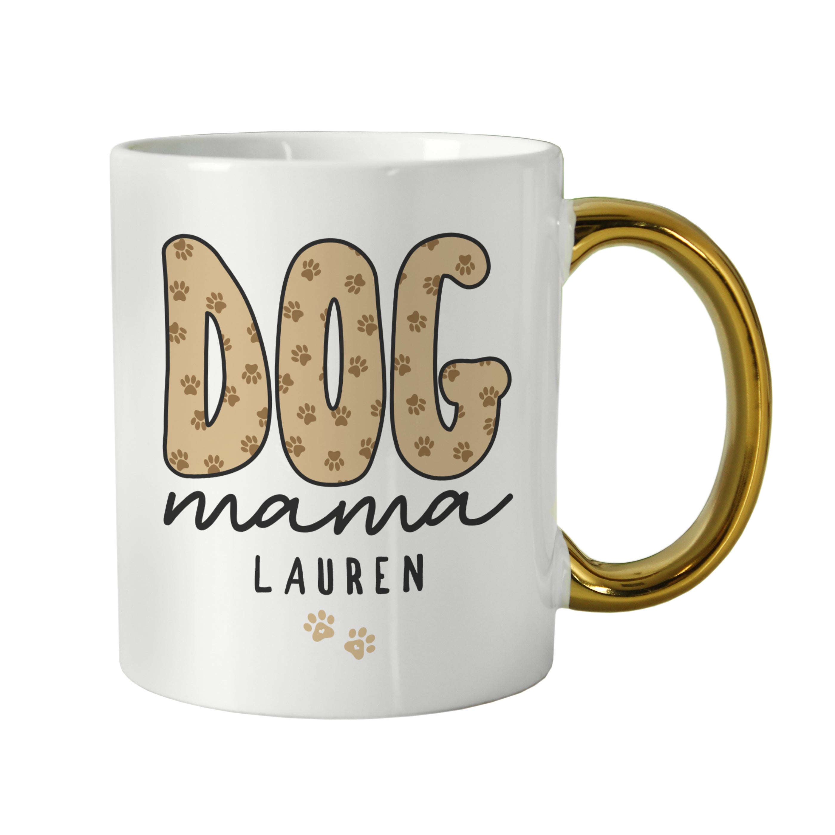 Personalised Dog Mama Gold Handle Mug