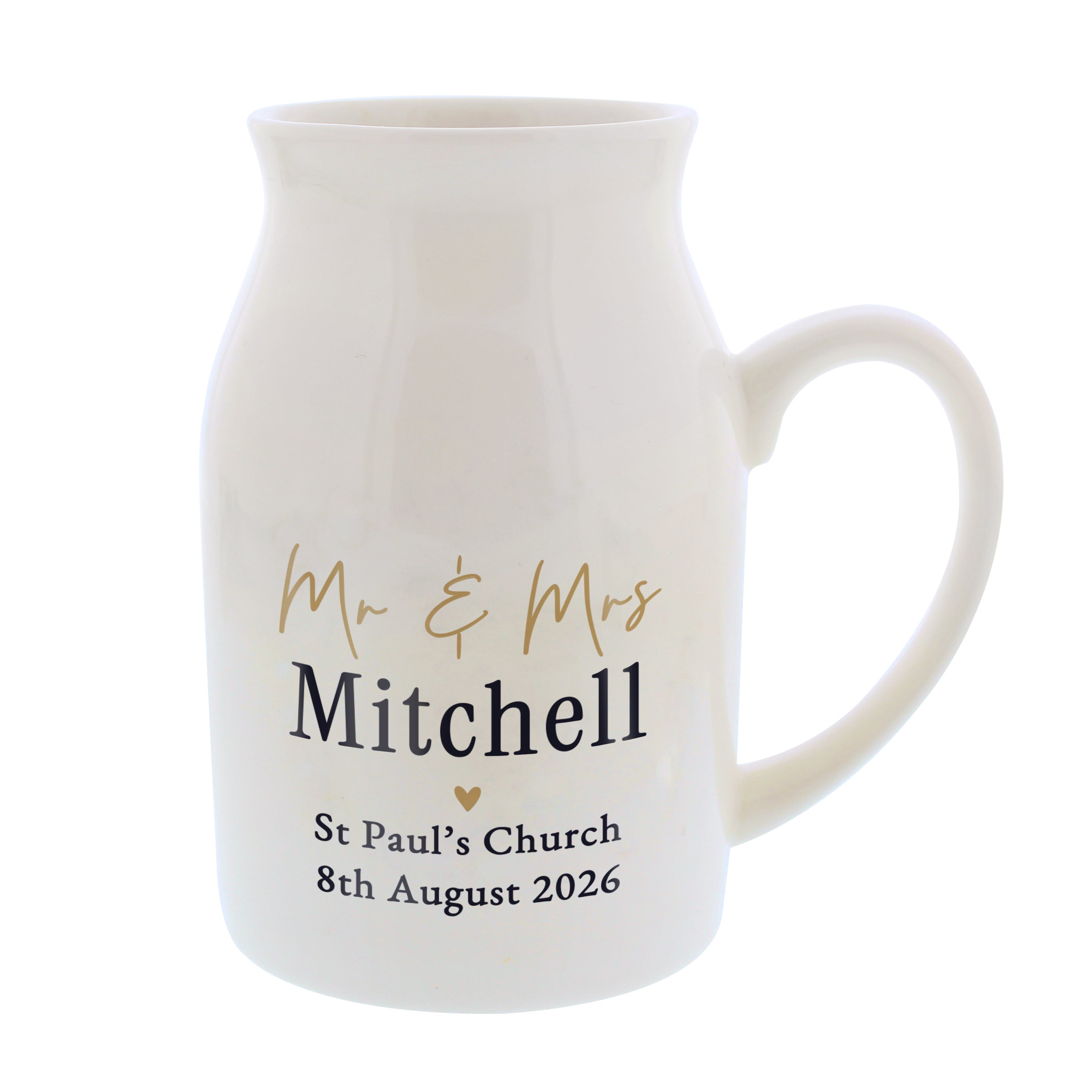 Personalised Black & Gold Free Text Jug Vase