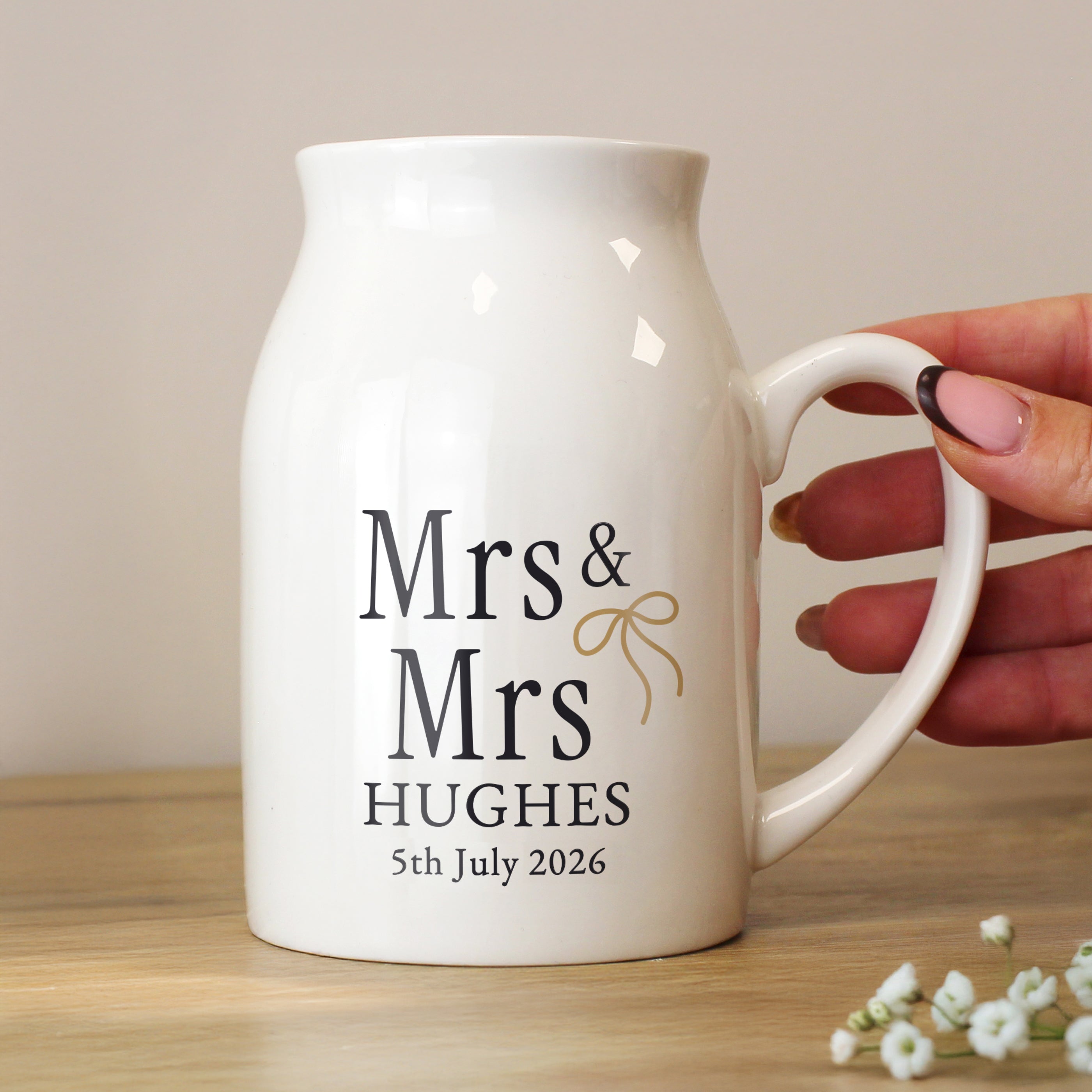 Personalised Black & Gold Couples Jug Vase