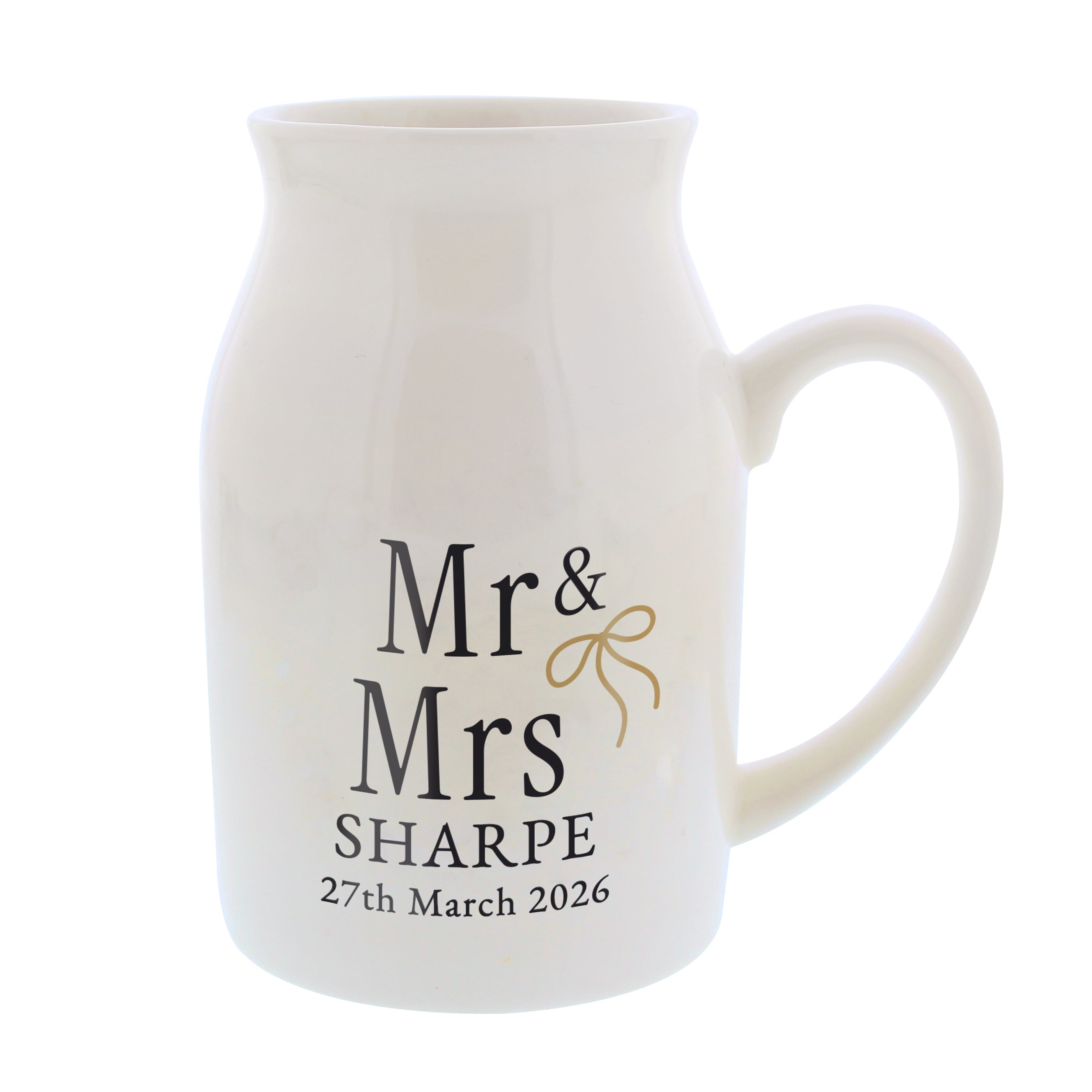 Personalised Black & Gold Couples Jug Vase